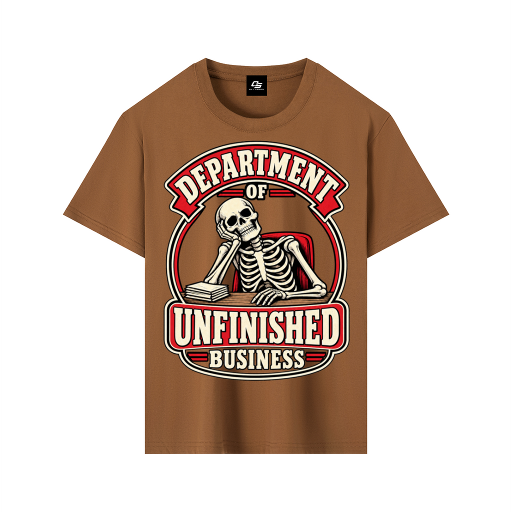 Department of Unfinished Business Pure Cotton Unisex T-Shirt – Caramel Macchiato