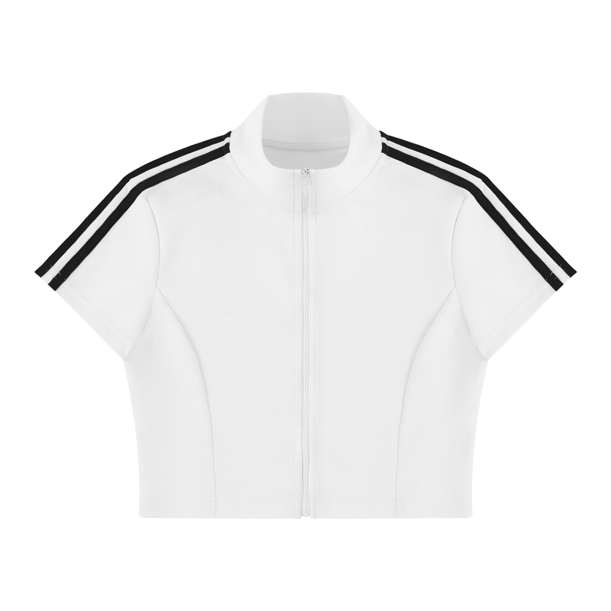 Women's Cropped Full Zip Short Sleeve T-Shirt