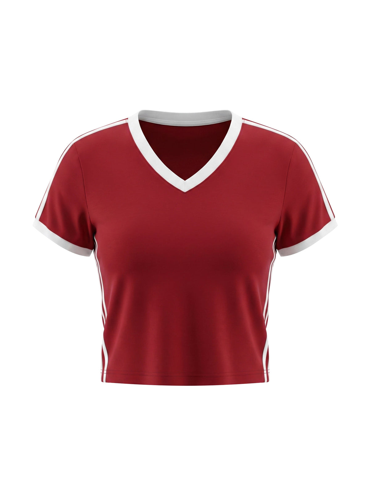 Women's Retro Binding V-Neck Crop T-Shirt