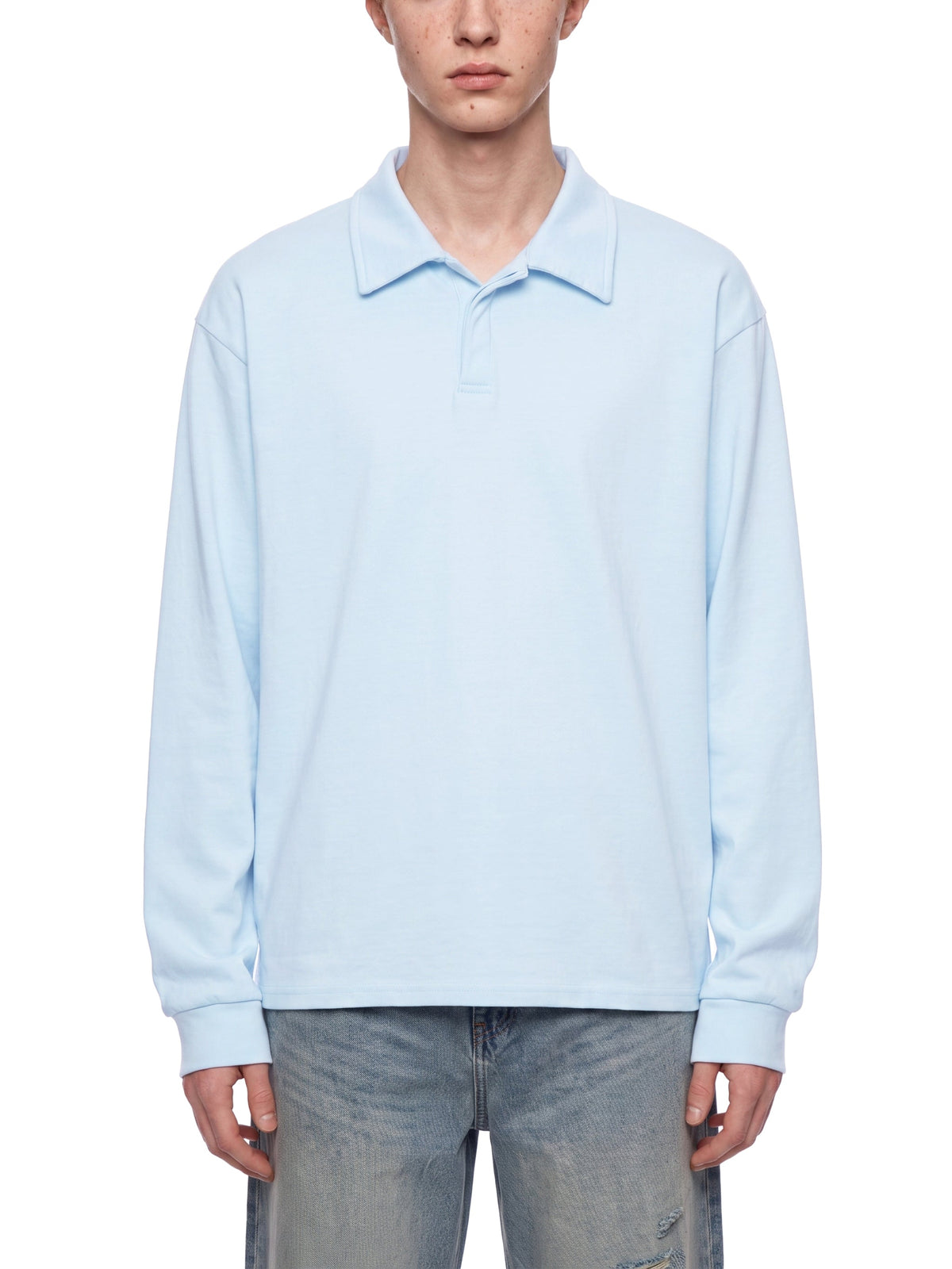 Unisex Loose Long Sleeve Polo Shirt
