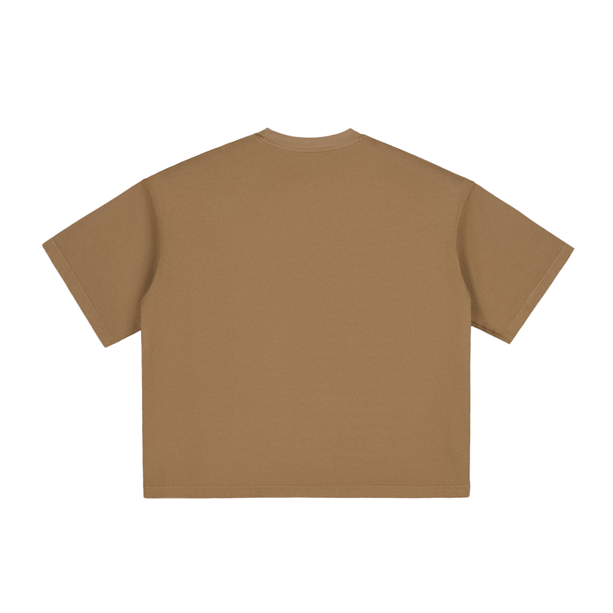 Brown Unisex vintage-washed boxy T-shirt back view