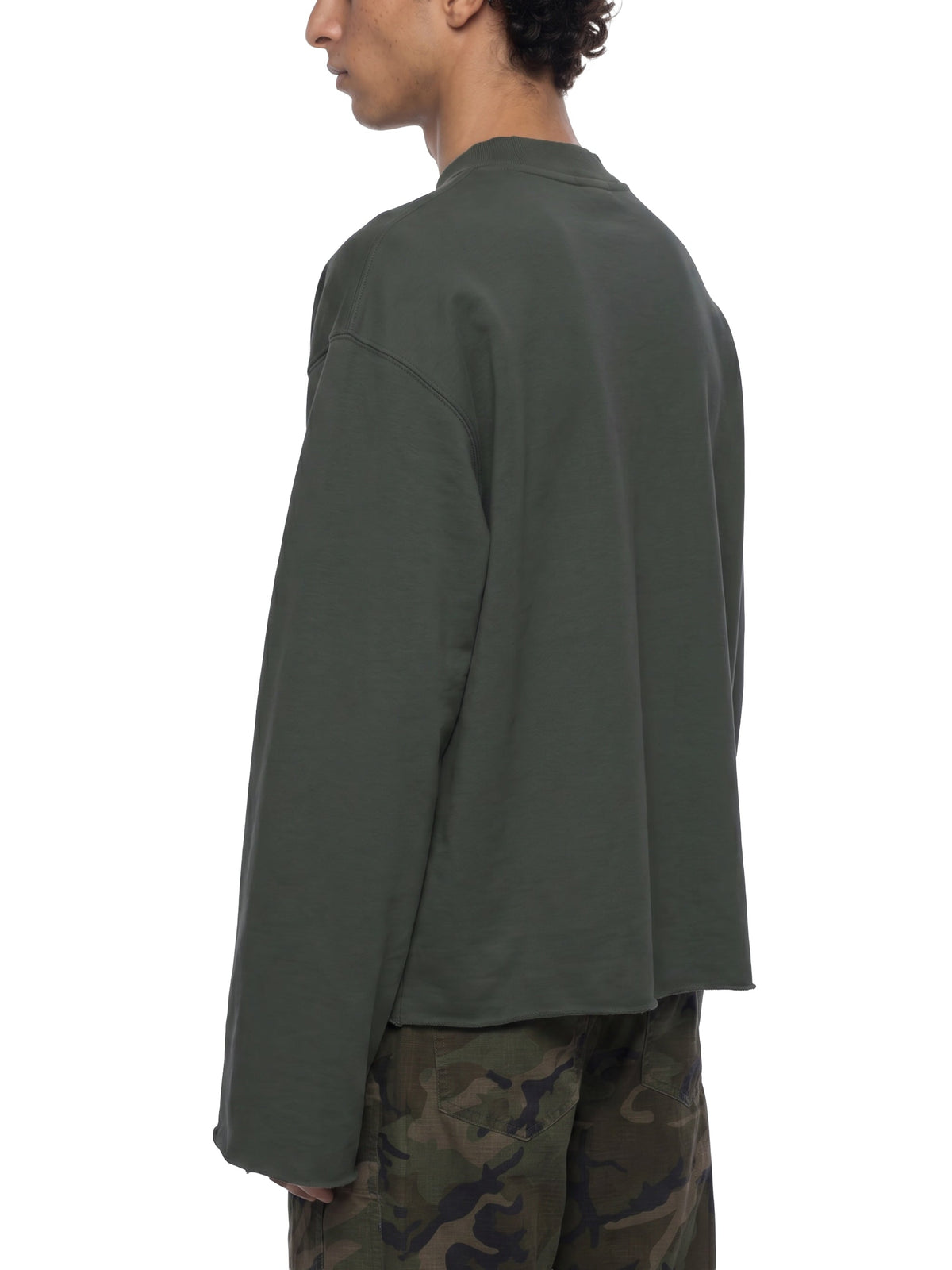 Unisex Mock-Neck Raw-Edge Boxy Sweatshirt