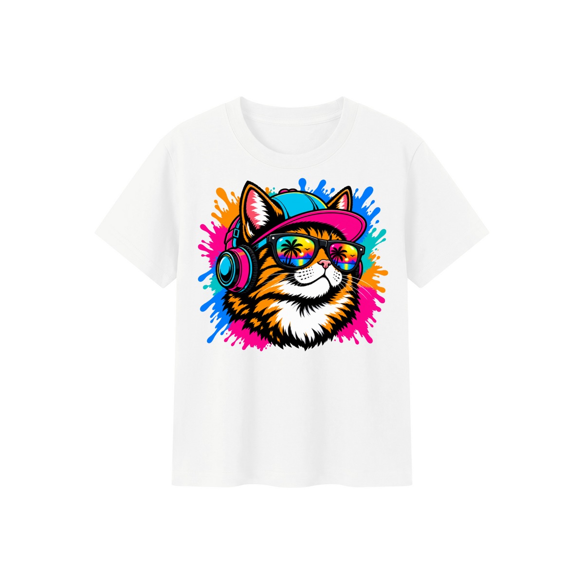 DJ Cat Kids' Crewneck Short-Sleeve T-Shirt