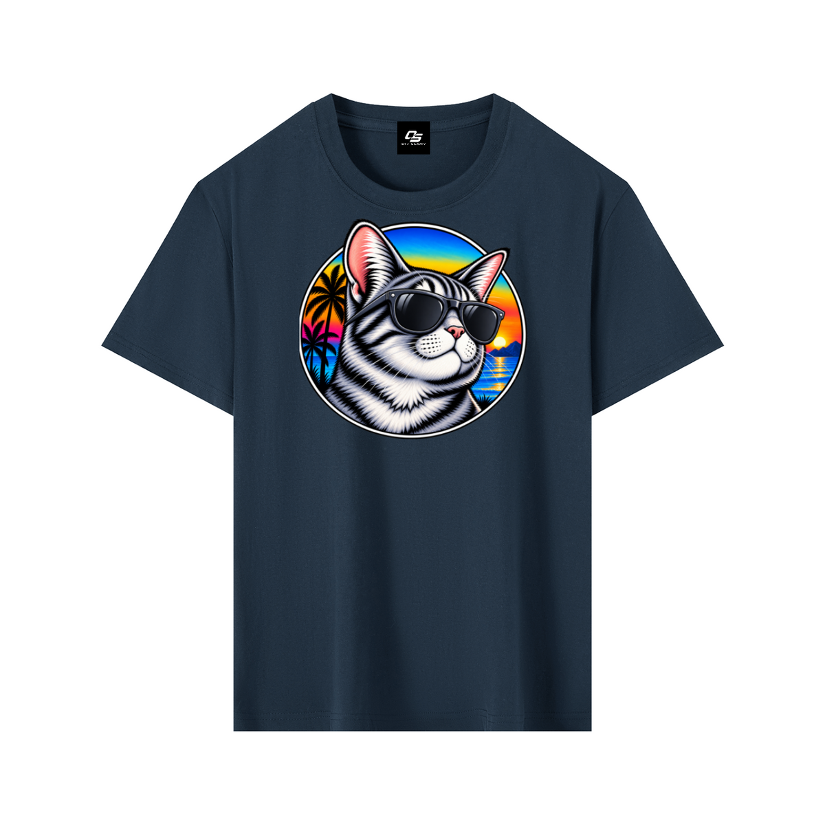 Cool Cat Sunset Pure Cotton Unisex T-Shirt