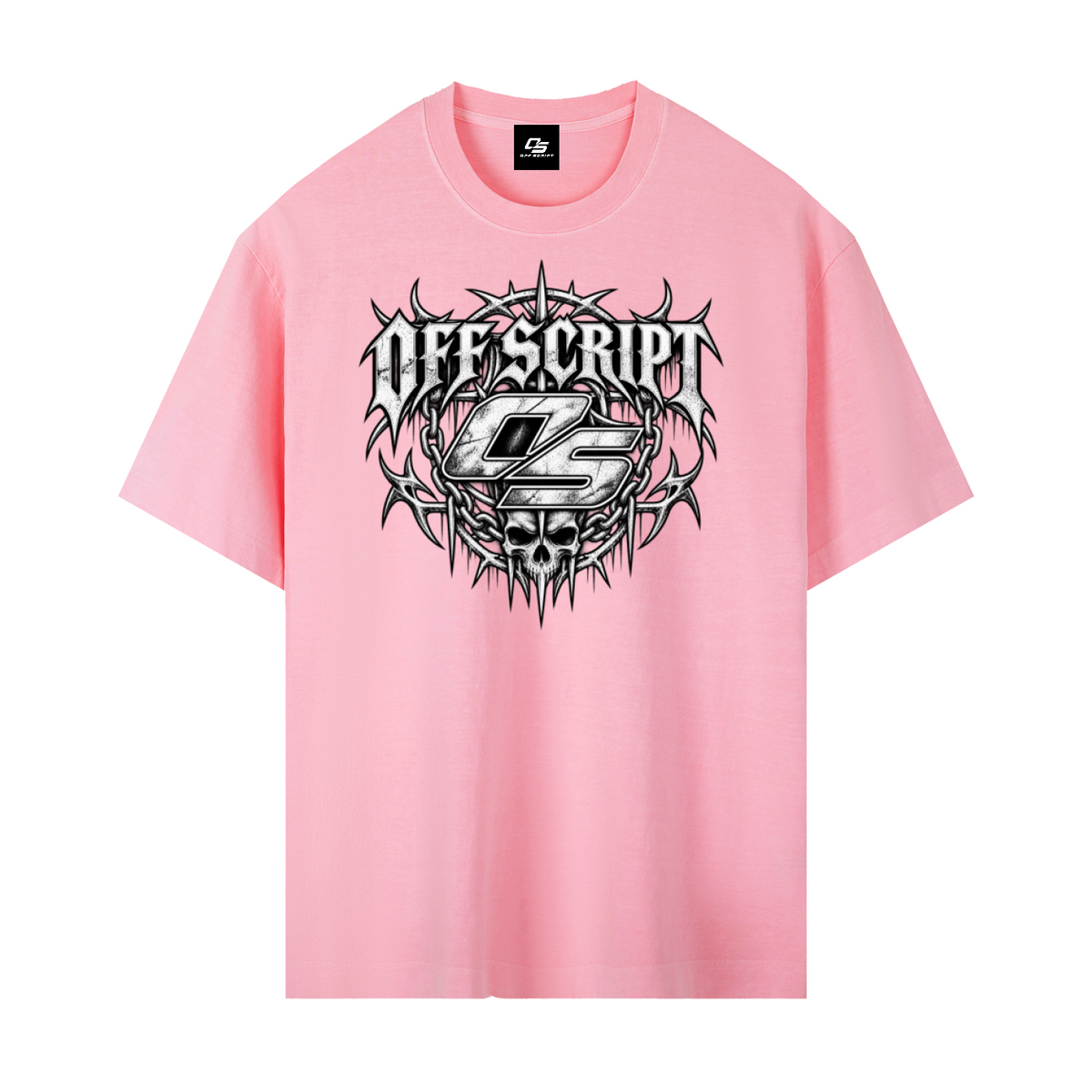 Off Script Gothic Skull Vintage Washed Oversized Cotton T-Shirt