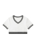 Women's Color Block V-Neck Crop T-Shirt