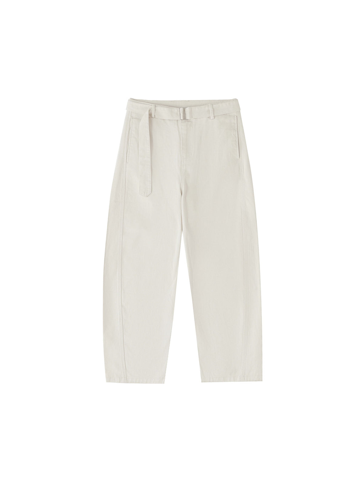 Belted Barrel-leg Chino Pants