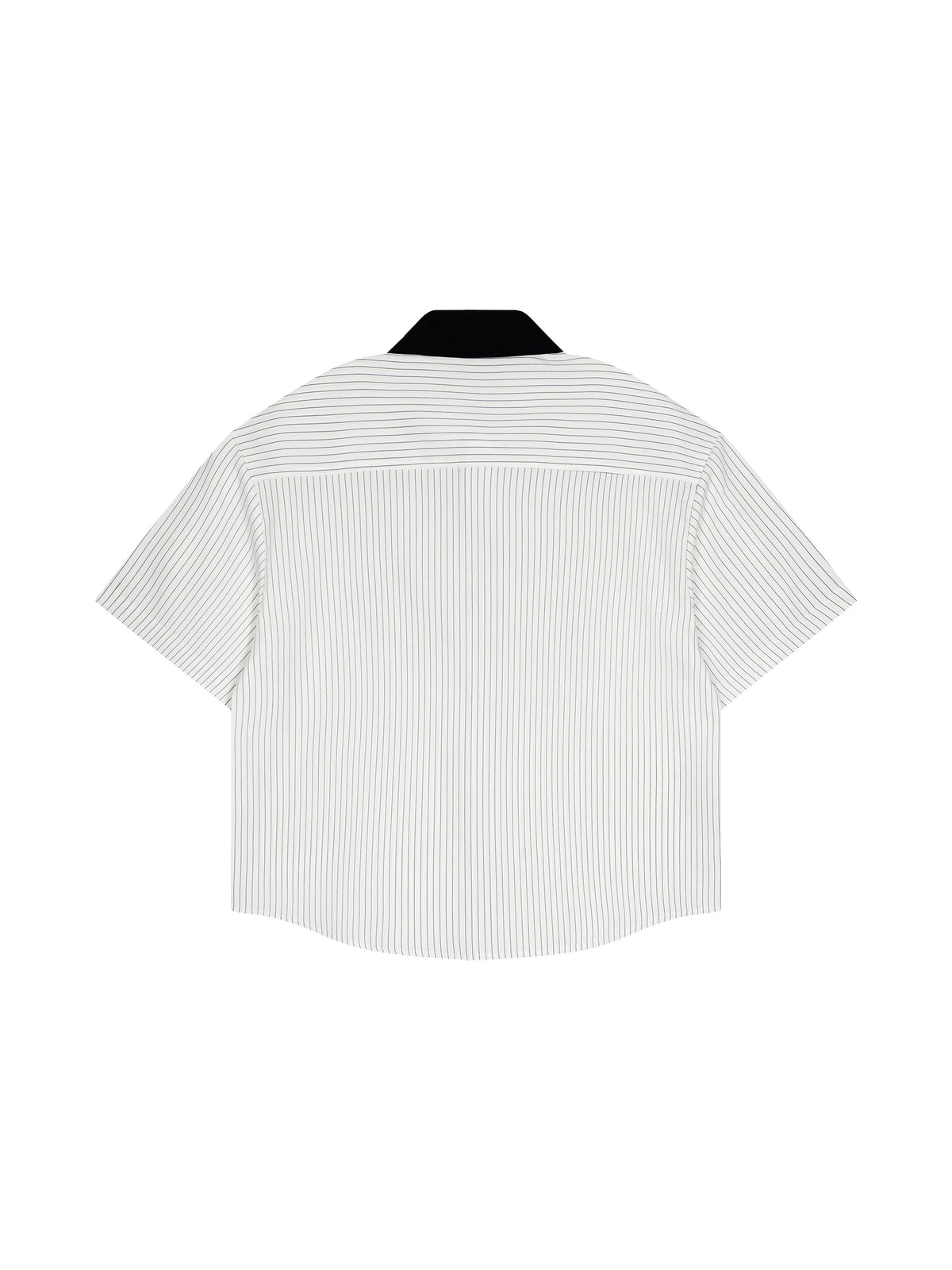 Unisex Striped Boxy Contrast Collar Shirt