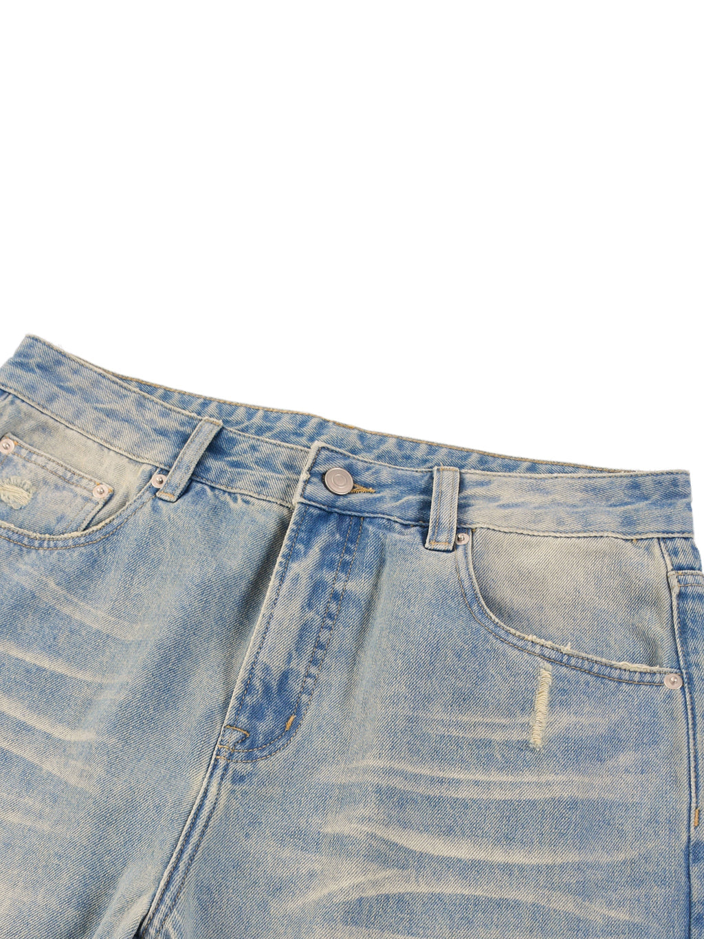 Sun Fade Raw-Hem Denim Jeans