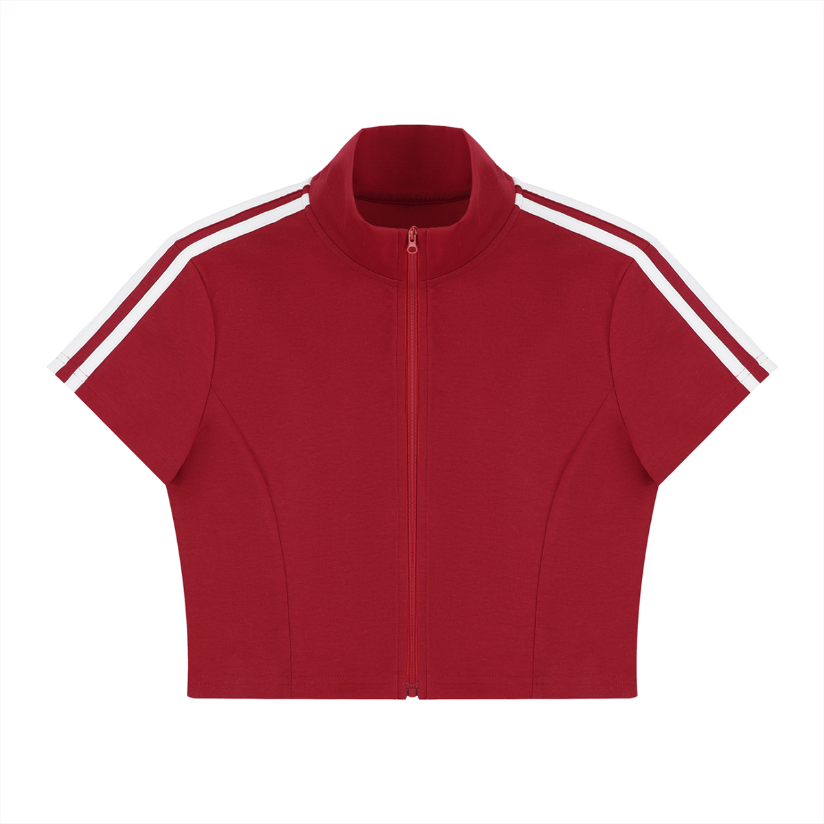 Women's Cropped Full Zip Short Sleeve T-Shirt