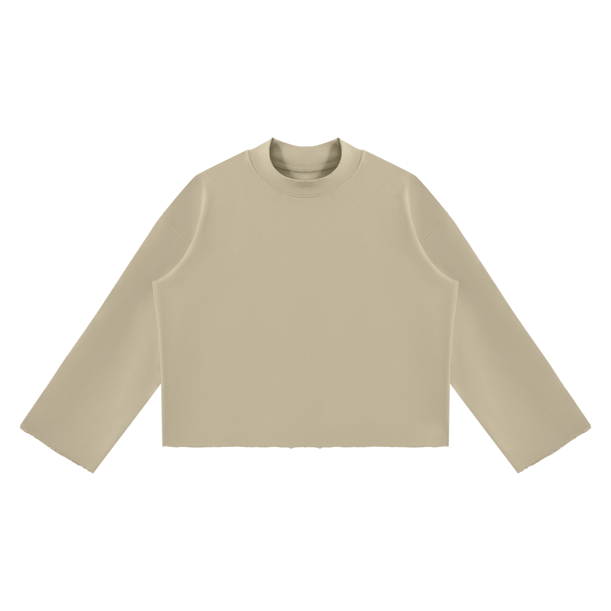 Unisex Mock-Neck Raw-Edge Boxy Sweatshirt