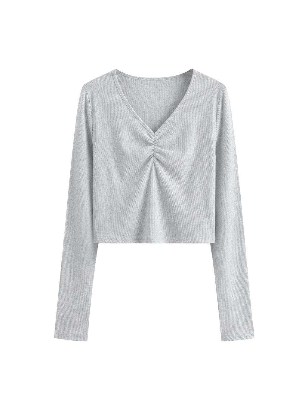 Women's Ruched Long Sleeve Crop T-Shirt