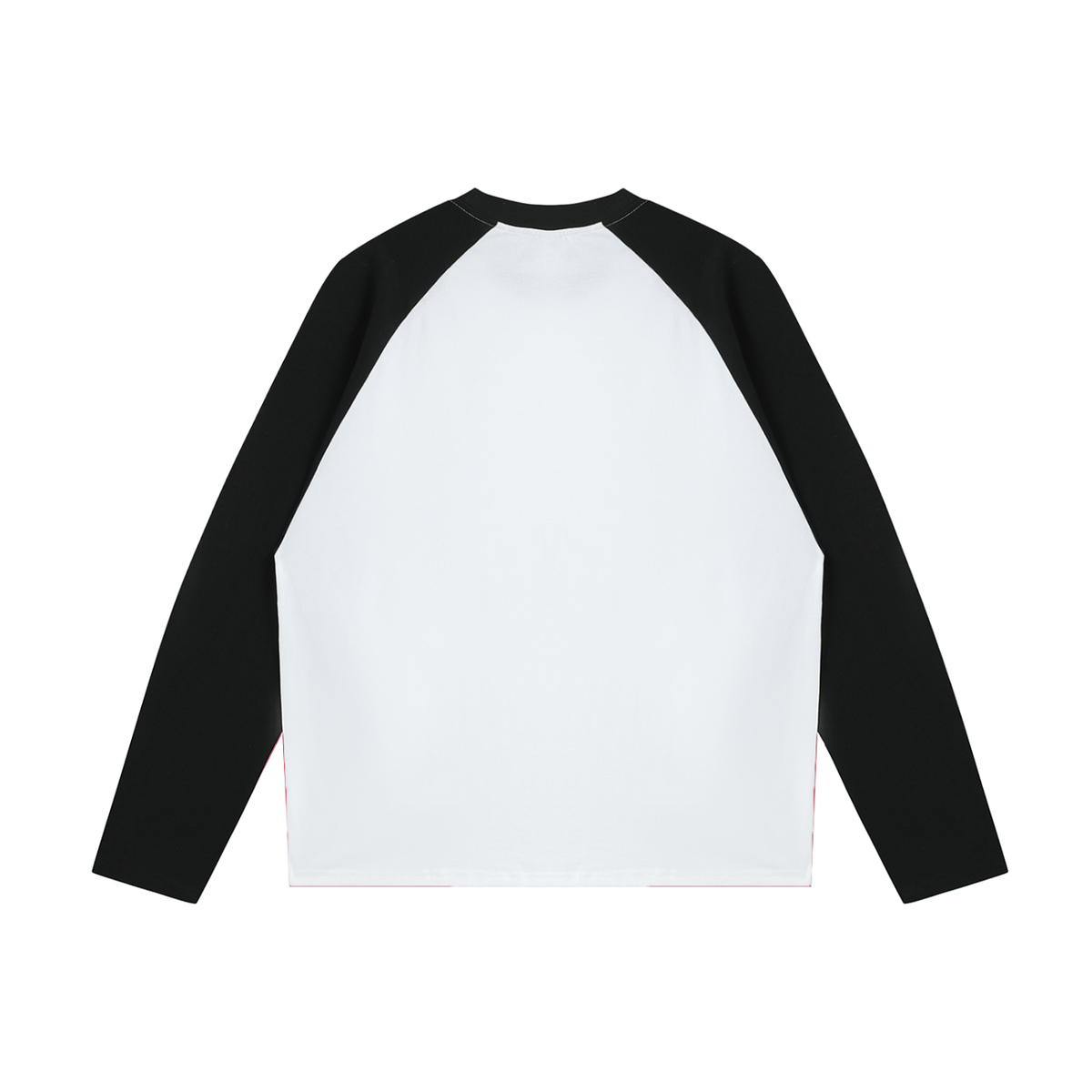 White with Black Unisex colour-blocked raglan long-sleeve T-shirt back view
