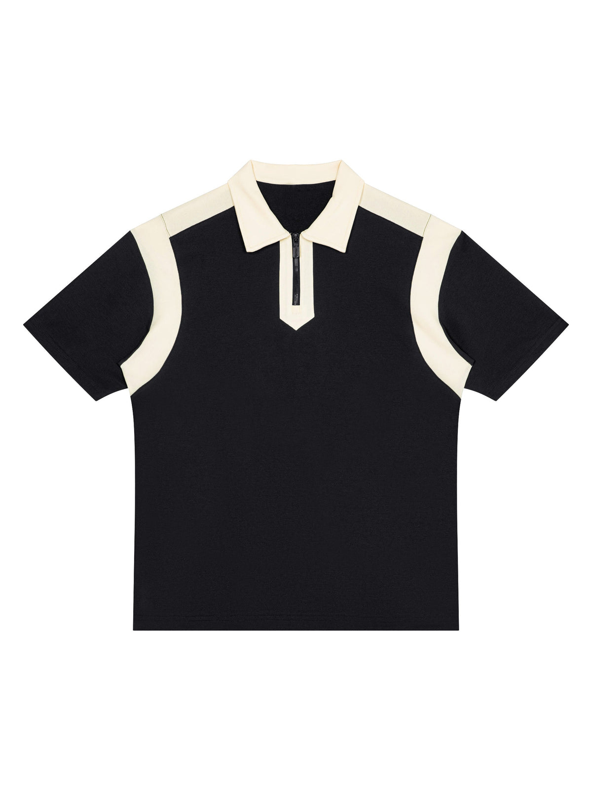 Unisex Color Block Quarter Zip Polo Shirt