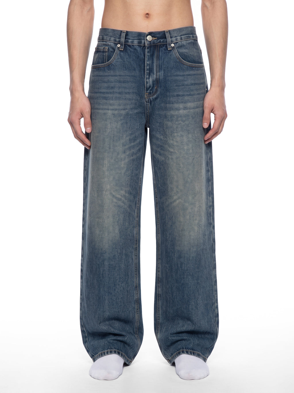 Men’s Vintage Wash Straight Leg Denim Jeans
