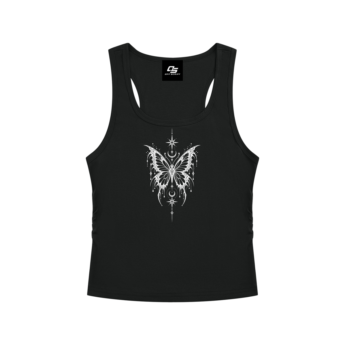 Celestial Butterfly Ruched Cropped Tank Top
