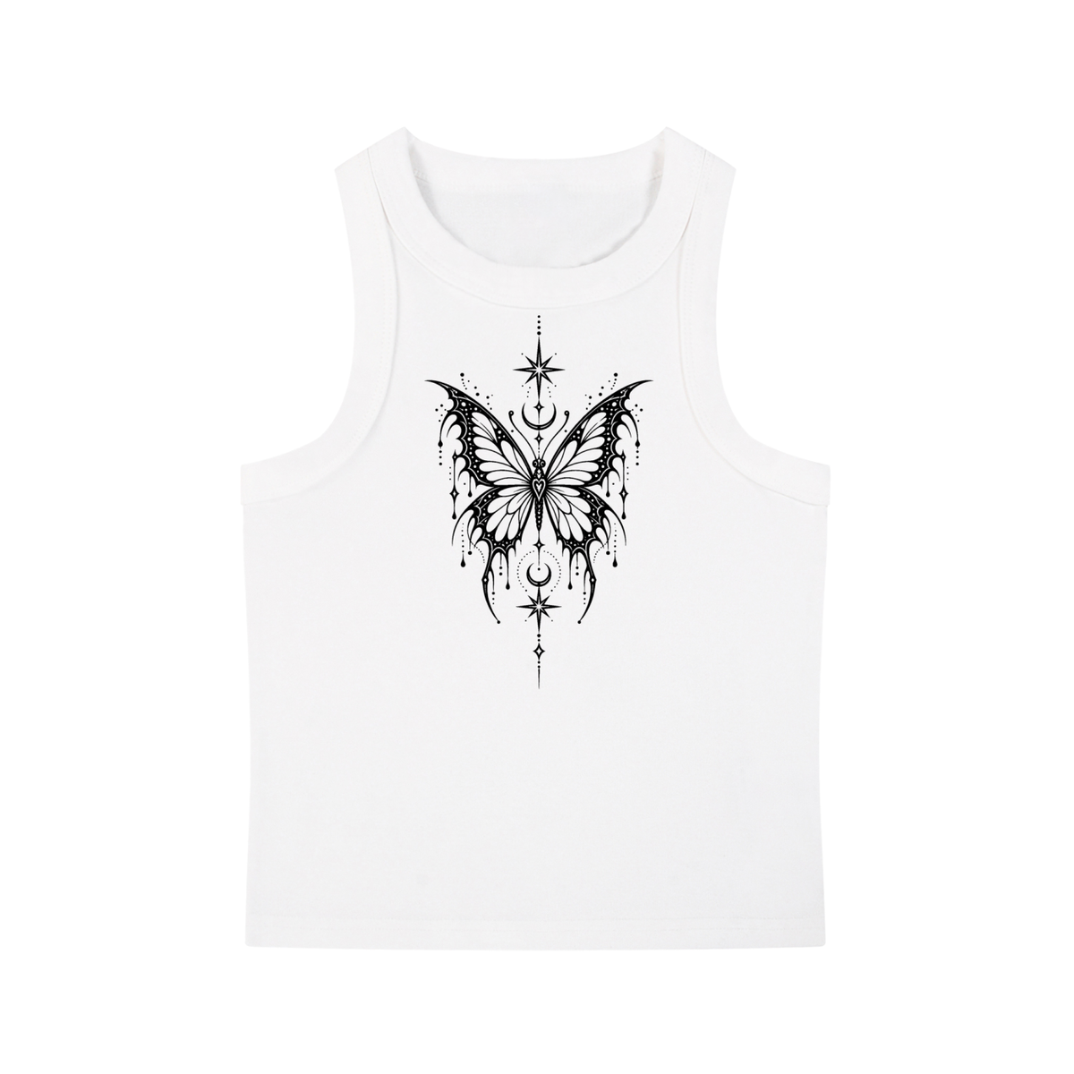 Celestial Butterfly Snow-Washed Women’s Tank Top - White front