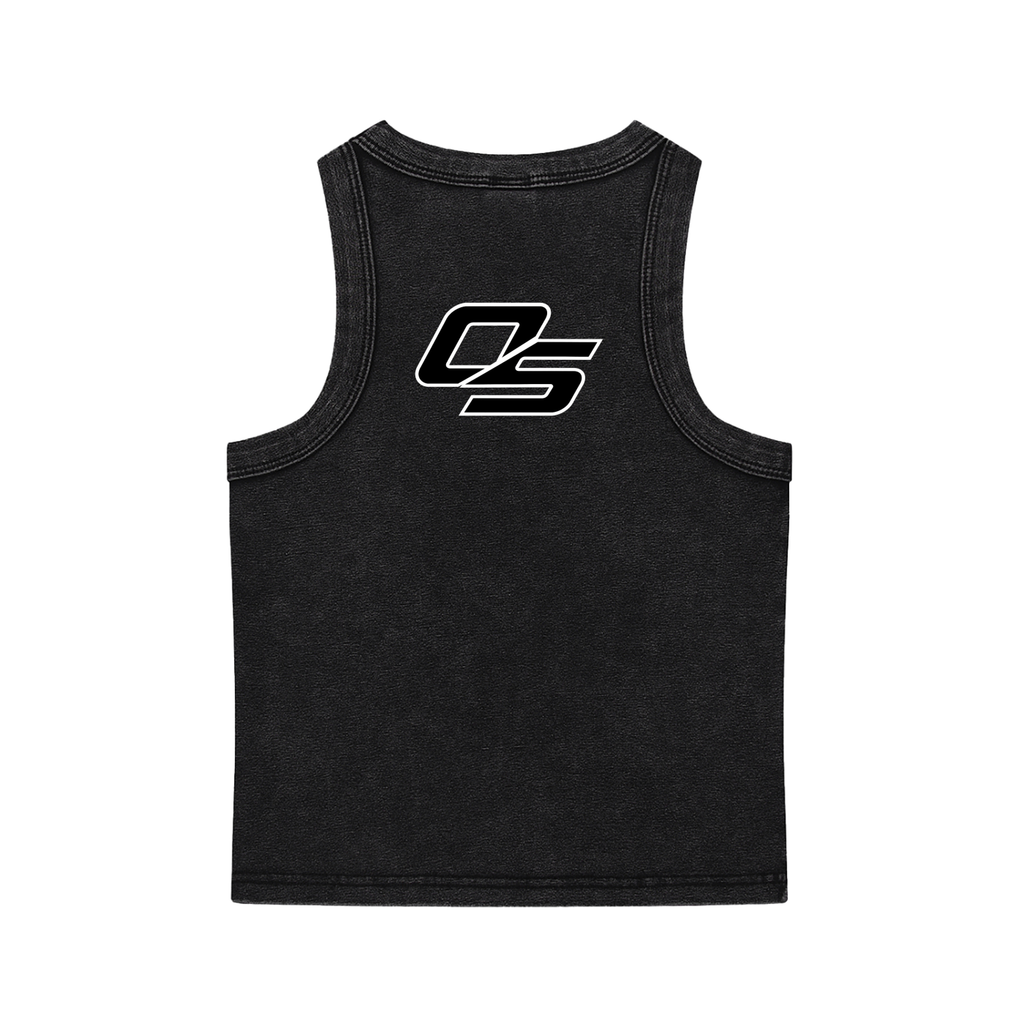 Off Script women’s snow-washed tank top in black – back