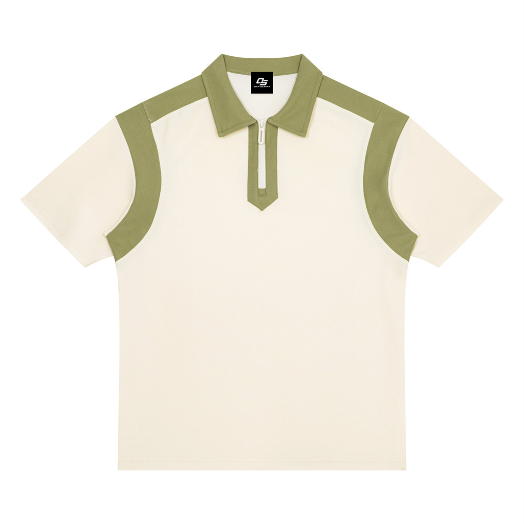 Unisex Color Block Quarter Zip Polo Shirt