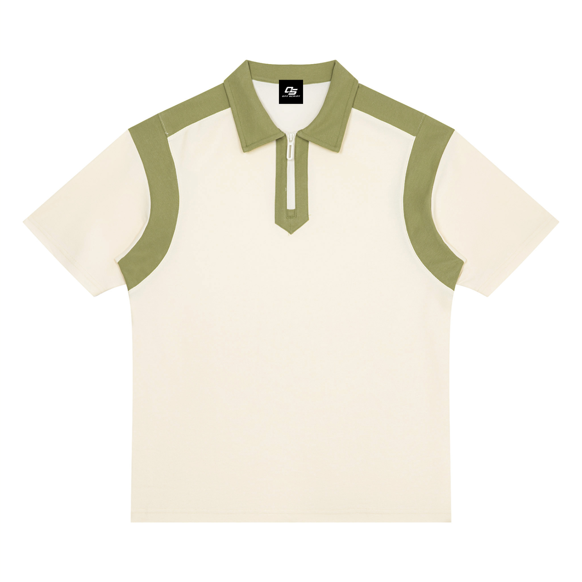 Unisex Color Block Quarter Zip Polo Shirt