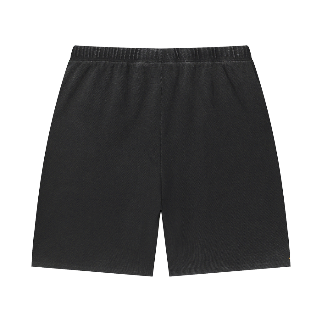 Unisex Vintage Wash Waffle Raw Hem Shorts