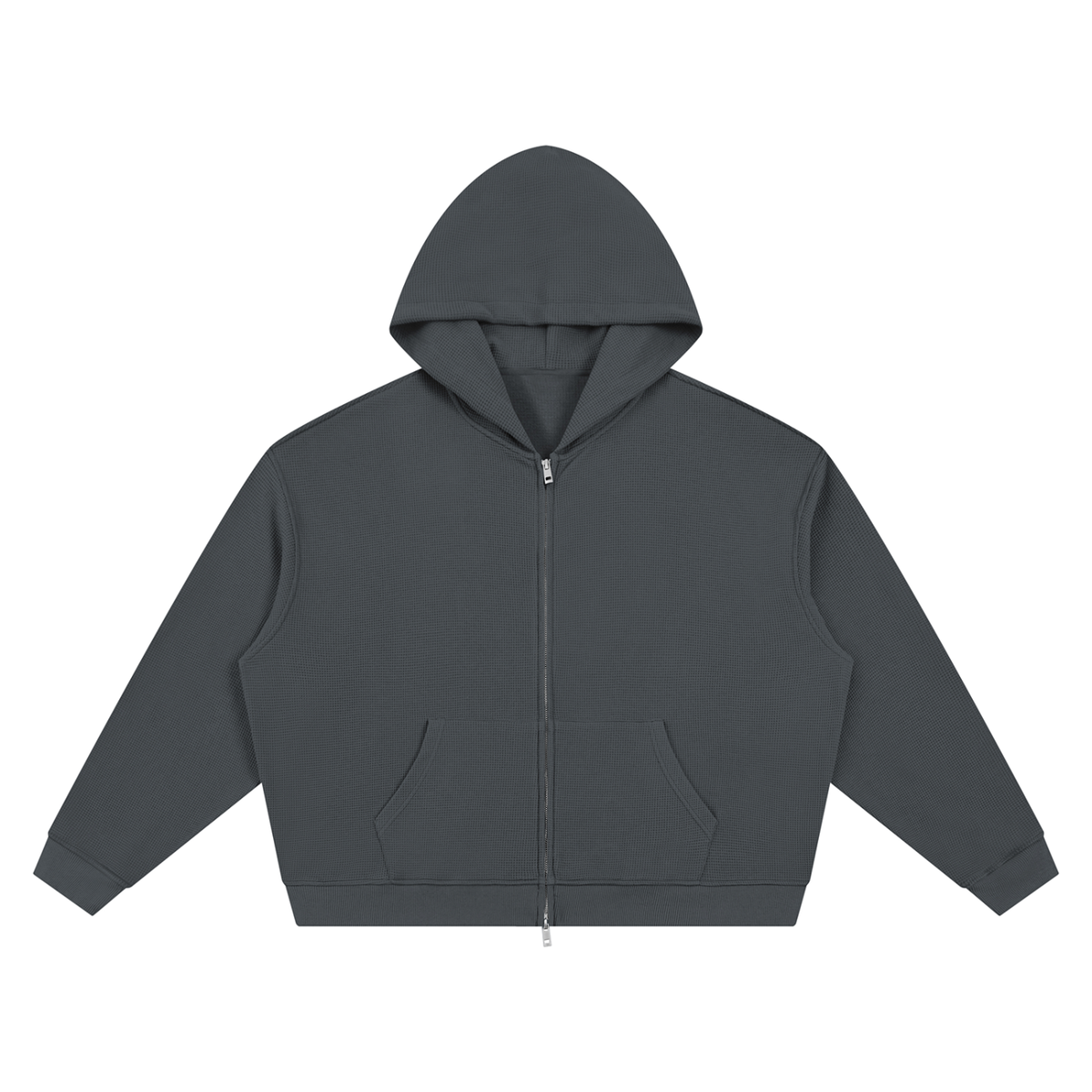 Unisex Waffle Boxy Full-Zip Hoodie