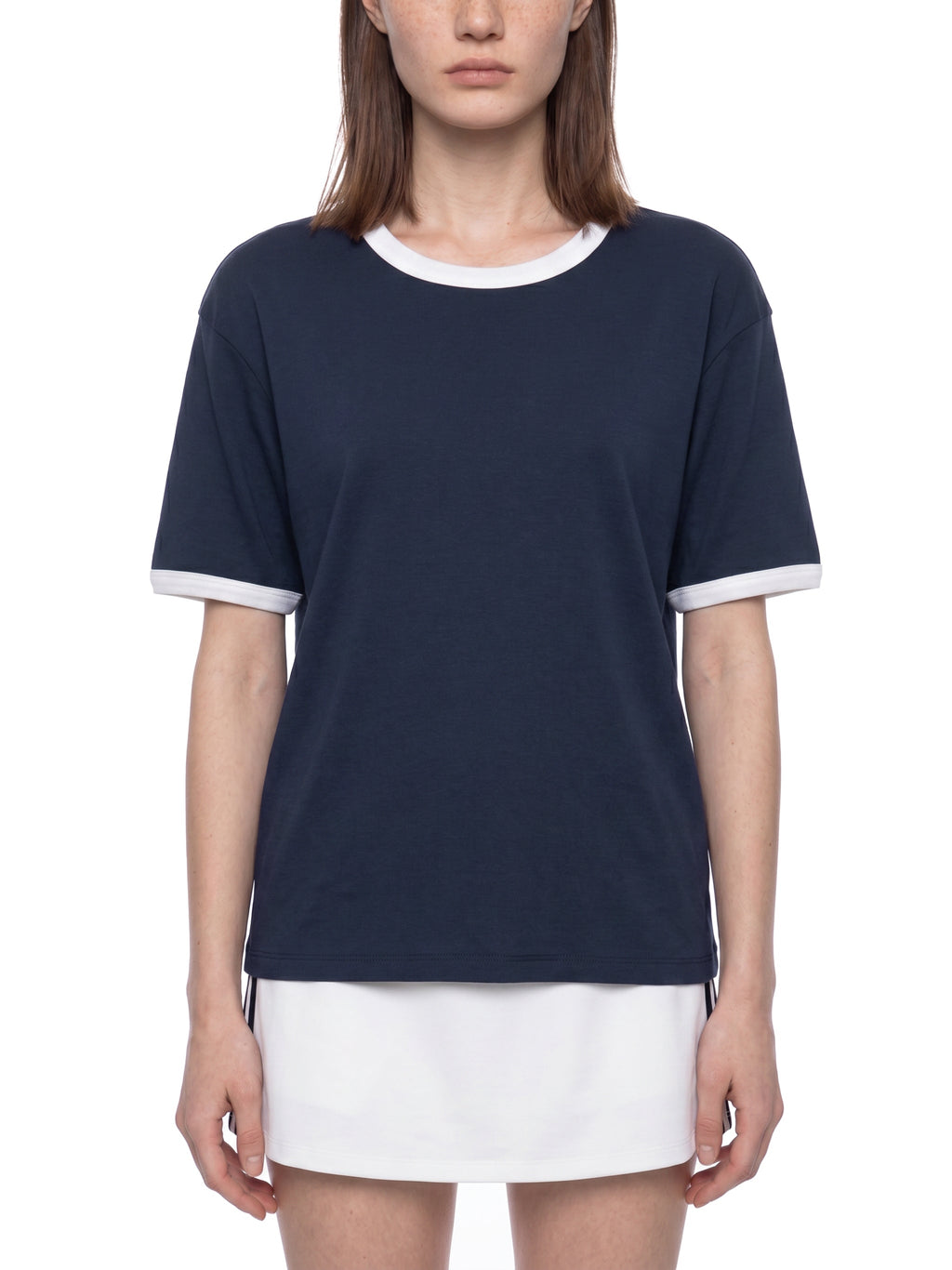 Unisex Contrast-Edge Ribbed Crewneck T-Shirt gallery view