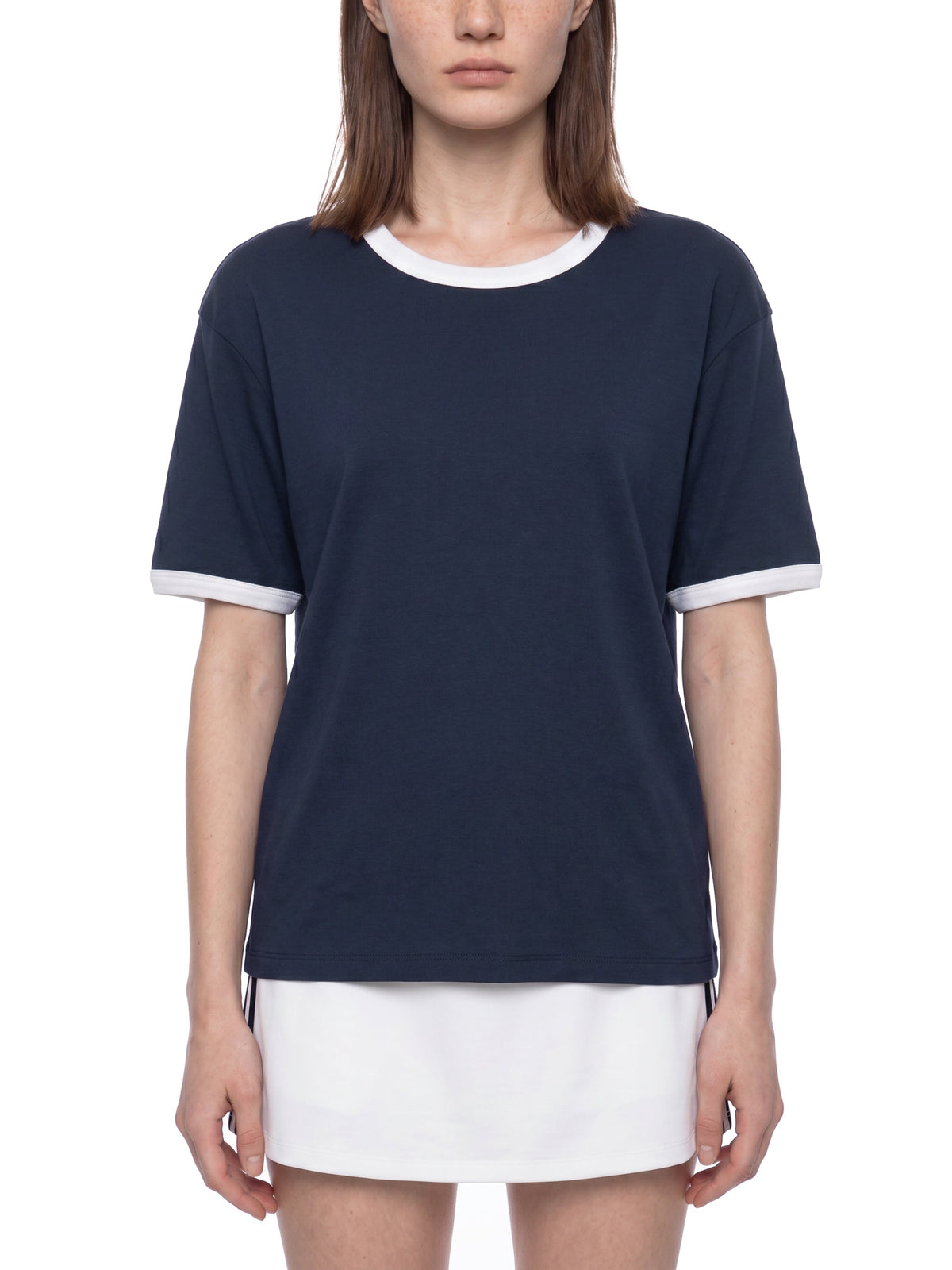 Unisex Contrast-Edge Ribbed Crewneck T-Shirt gallery view