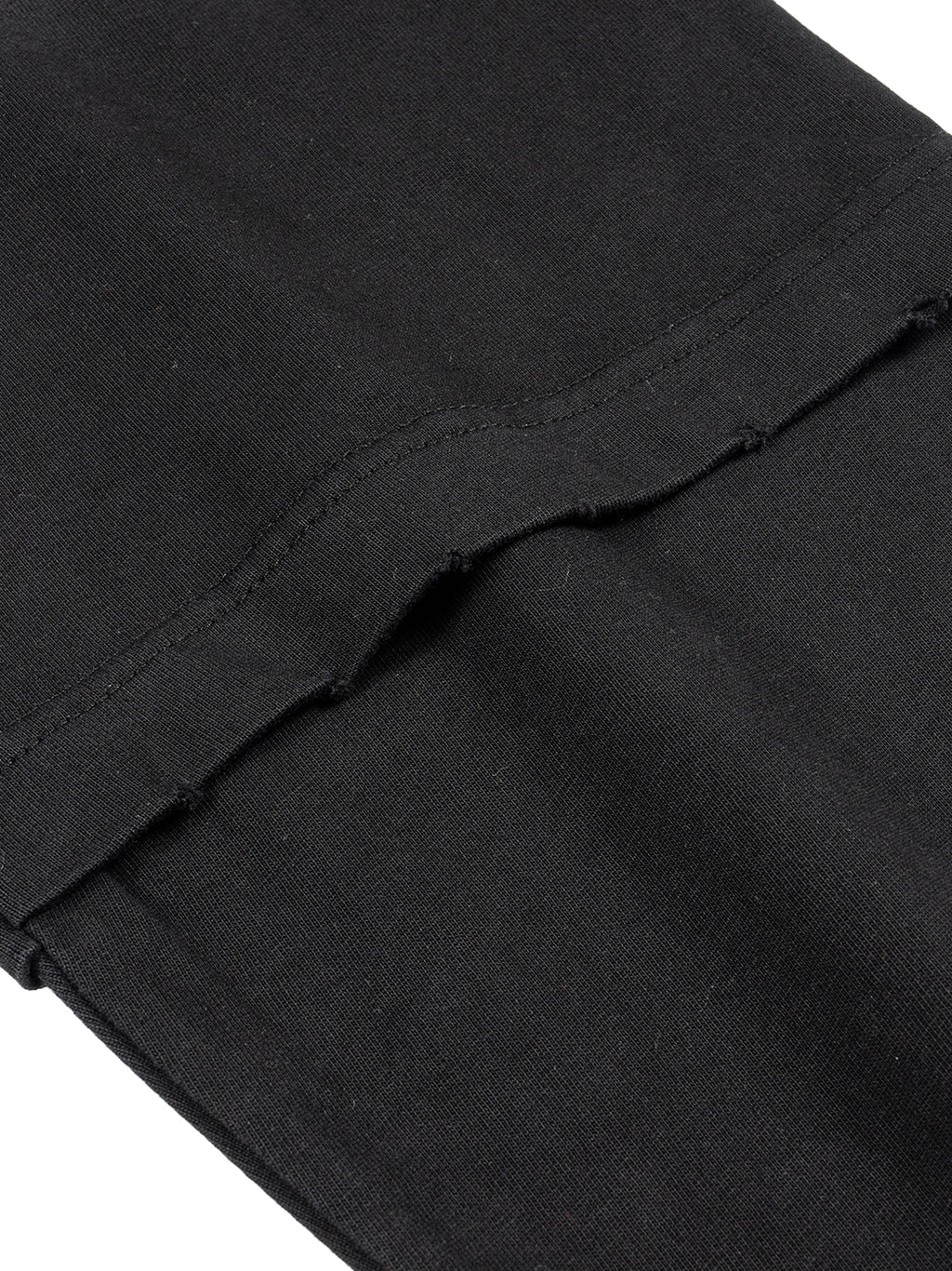 Unisex sunfade hand-frayed faux two-piece long-sleeve T-shirt detail view