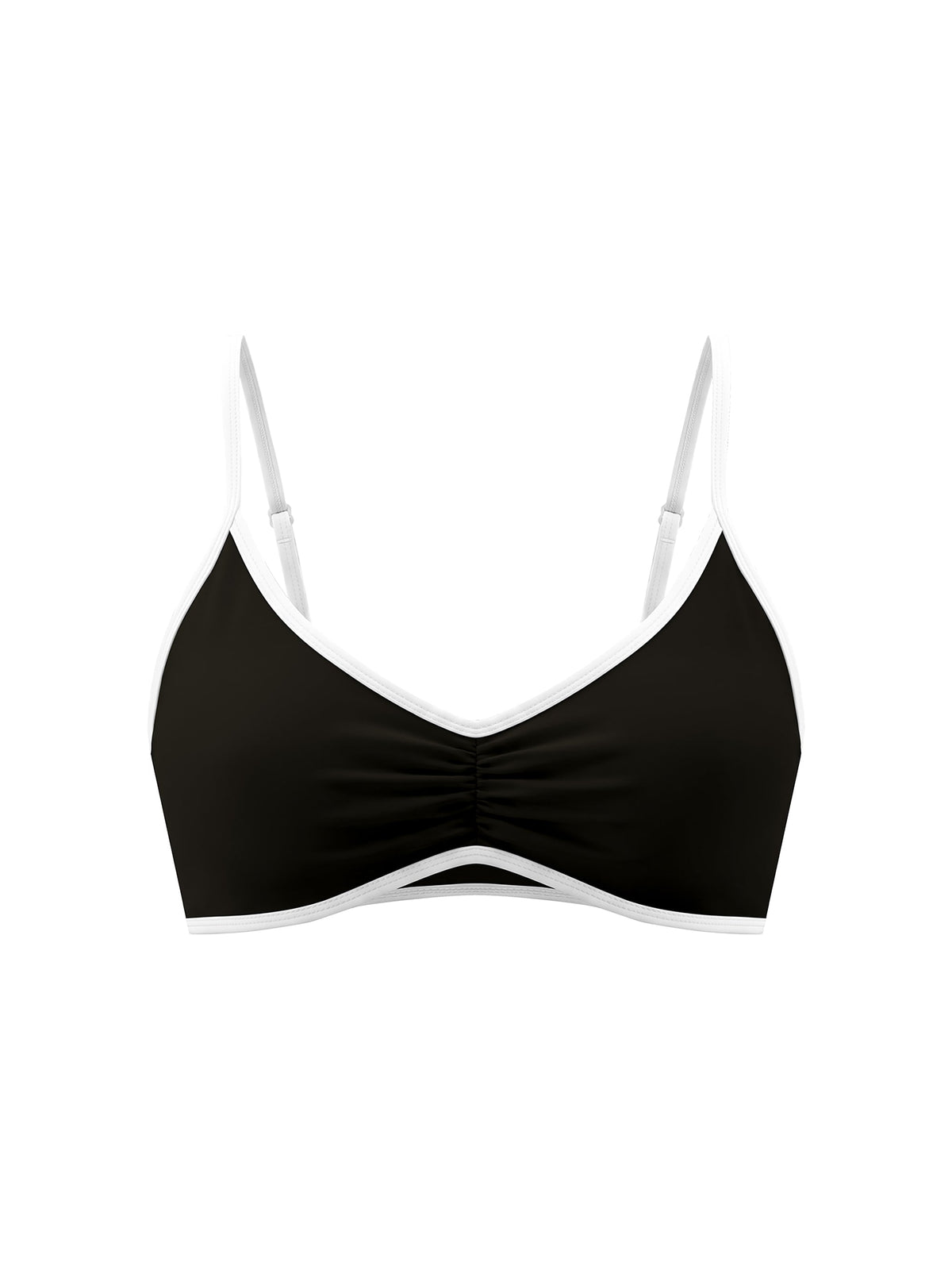 Women's Color Block Ruched V-Neck Sports Bra