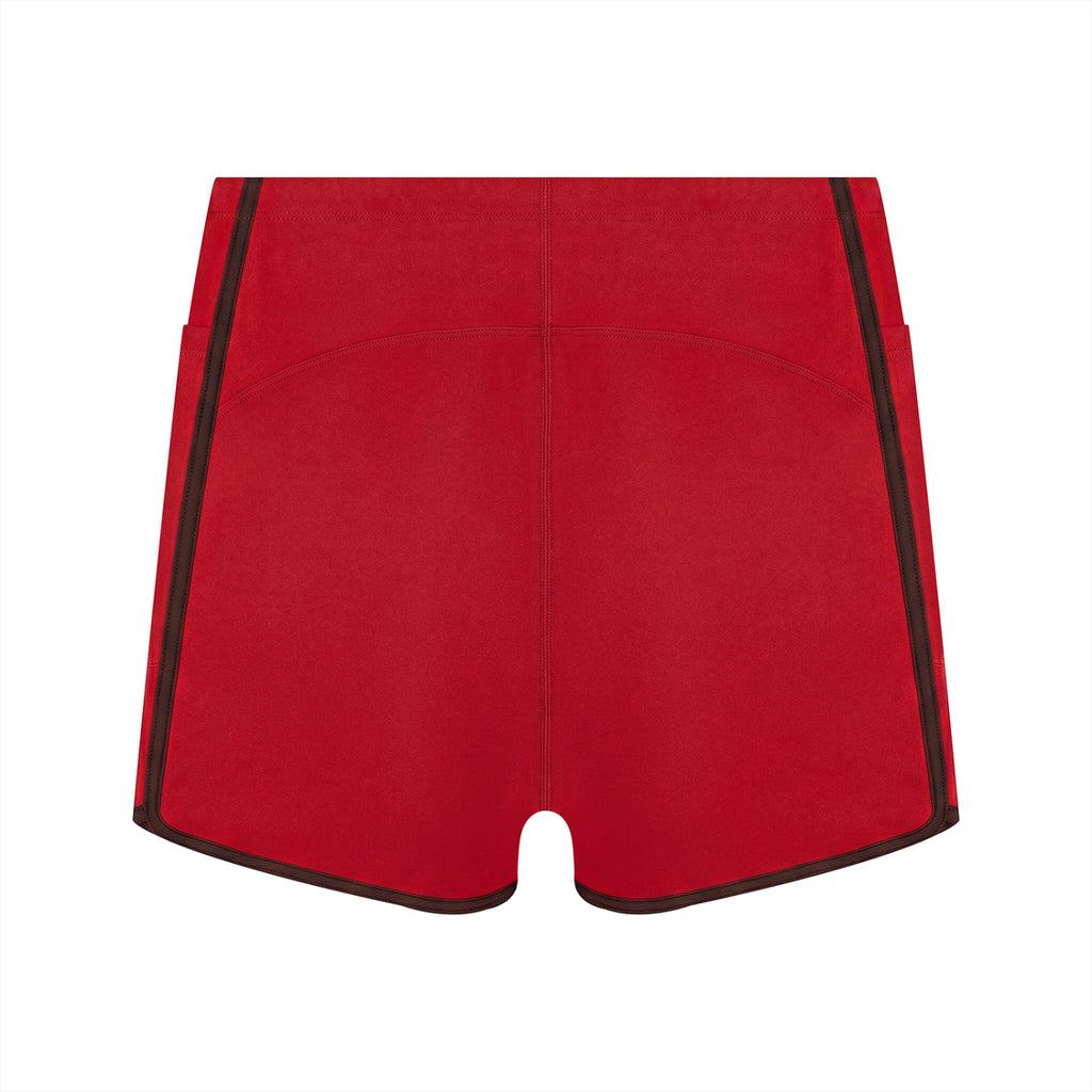 Off Script Women’s High-Rise Contrast-Piped Yoga Shorts