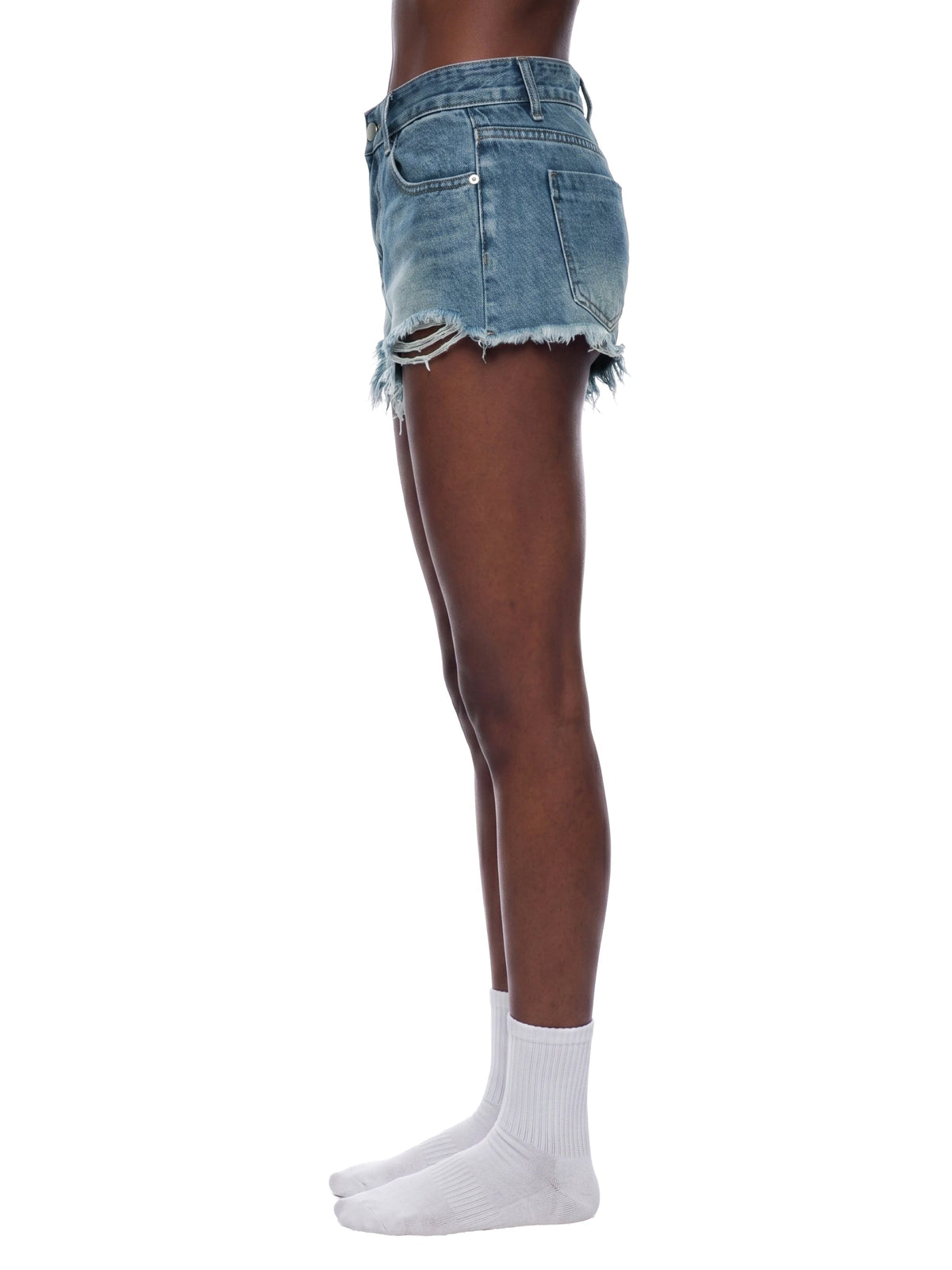 Women’s Vintage Wash Raw Hem Denim Shorts