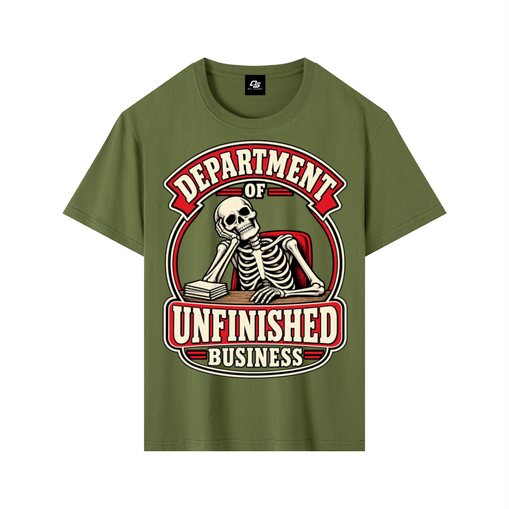 Department of Unfinished Business Pure Cotton Unisex T-Shirt – Army Green