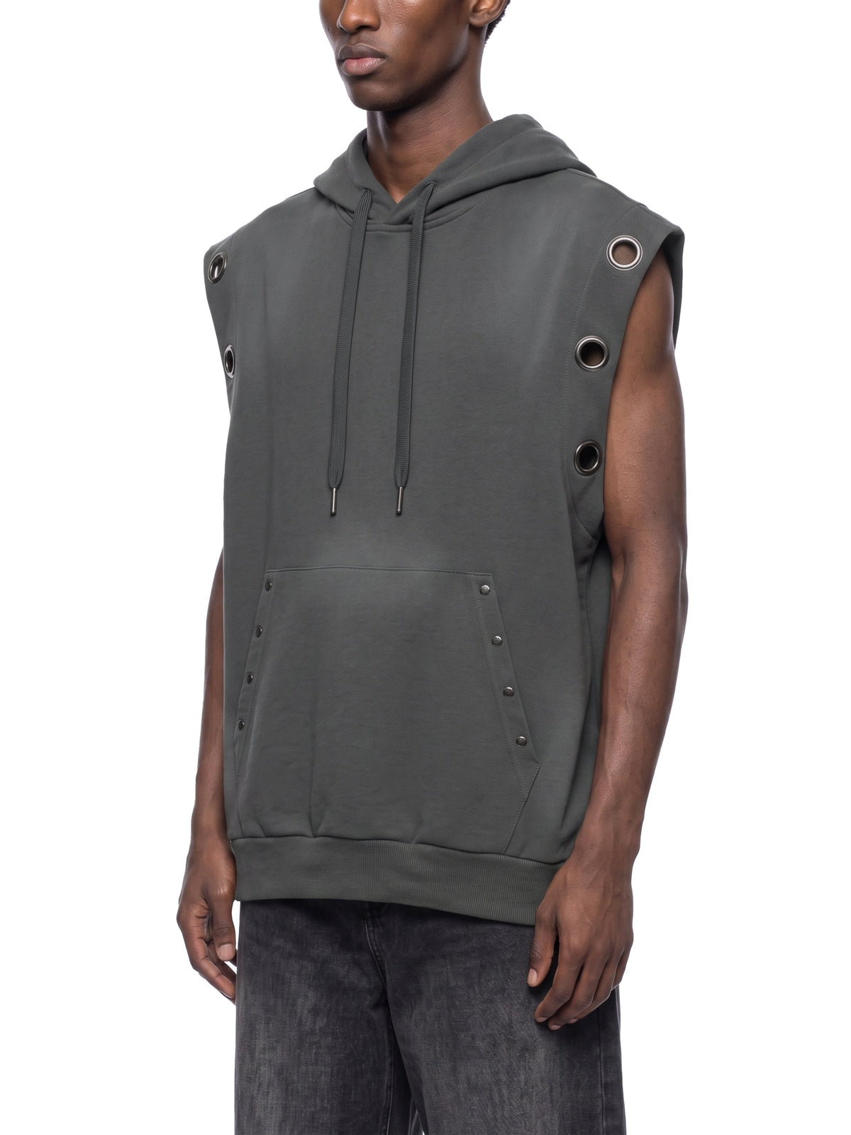 Vintage-Wash Sun-Fade Sleeveless Hoodie