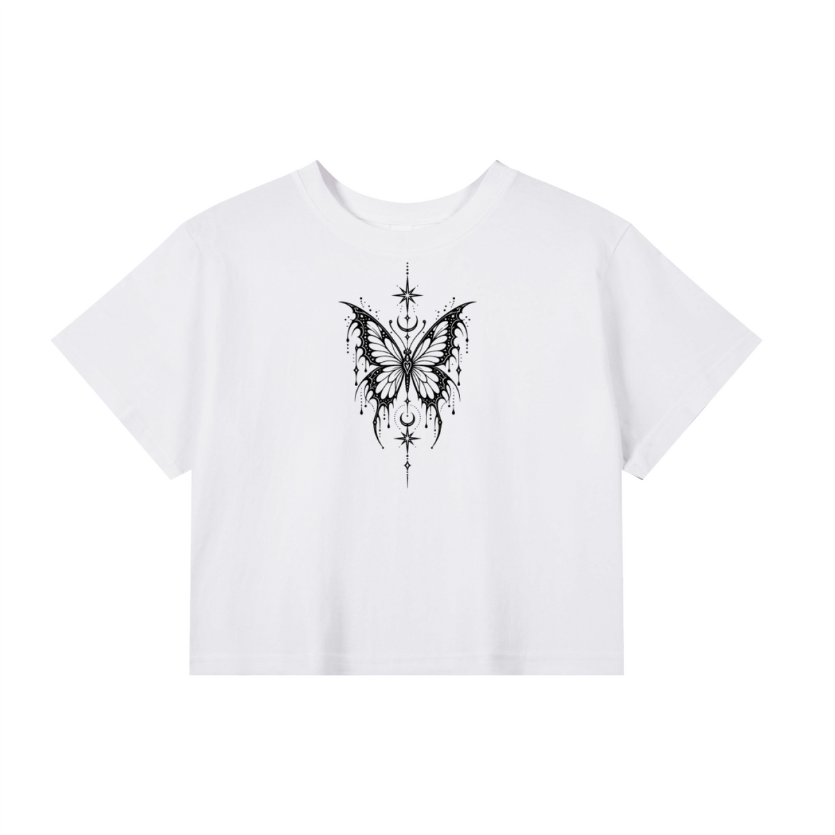 Celestial Butterfly Women’s Cropped T-Shirt - White front