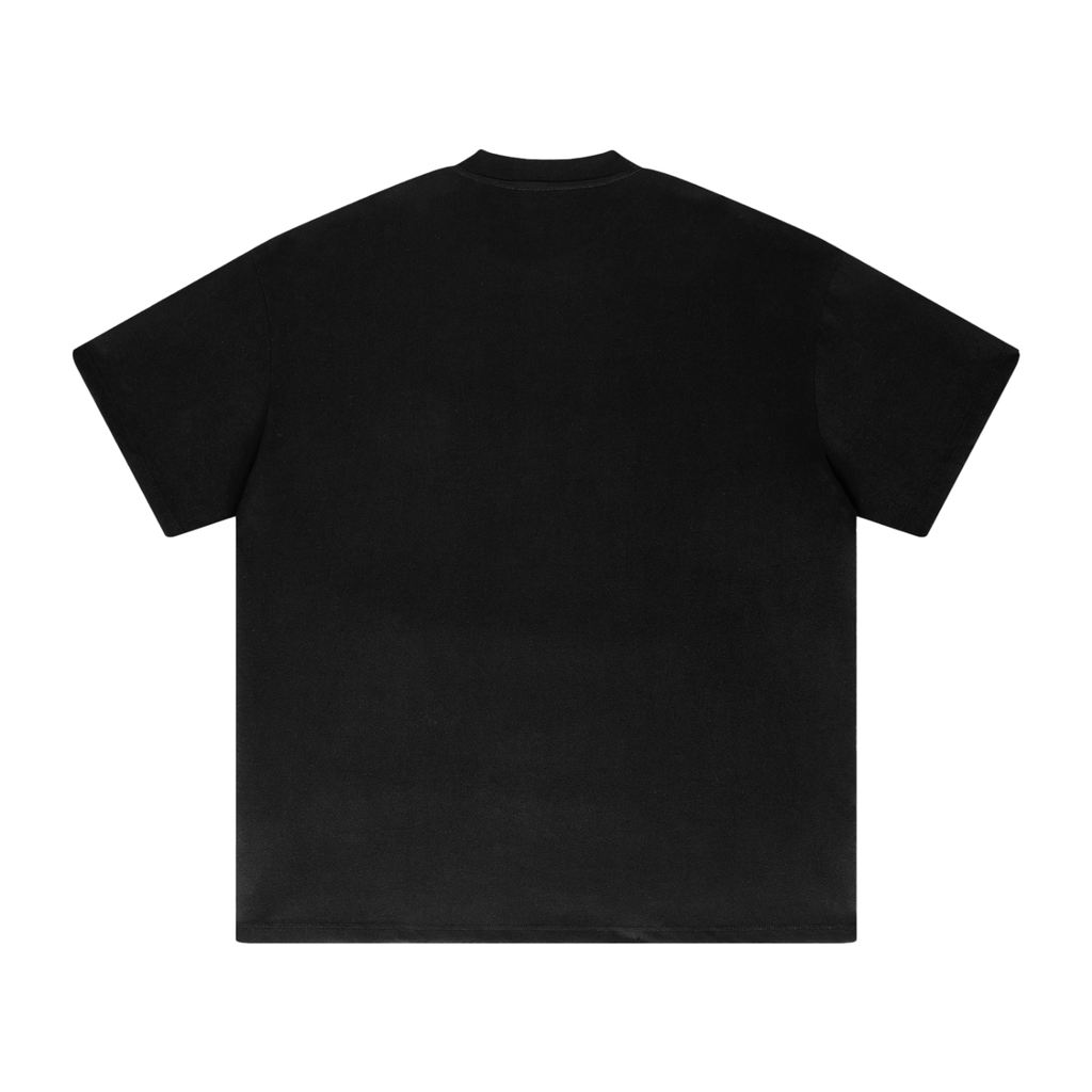 Black Heavyweight Drop Shoulder T-Shirt back product view