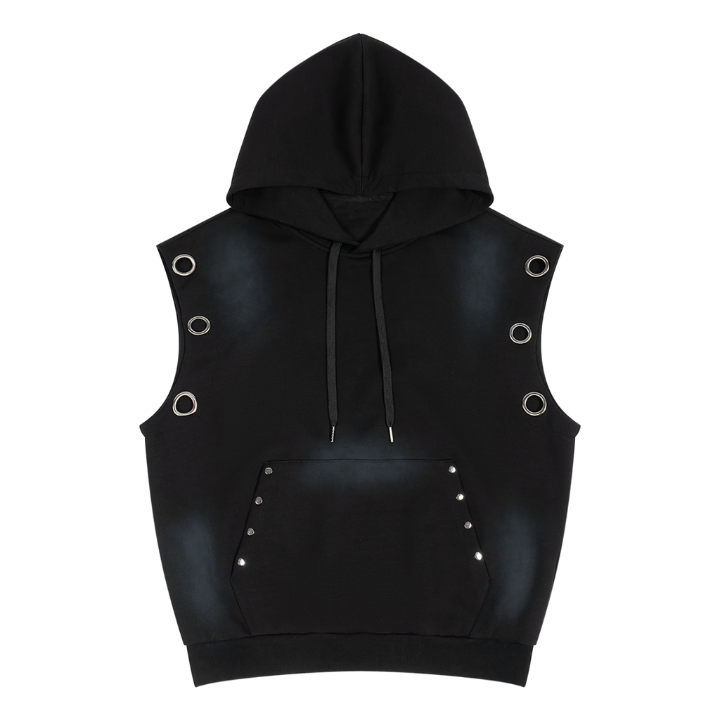 Vintage-Wash Sun-Fade Sleeveless Hoodie