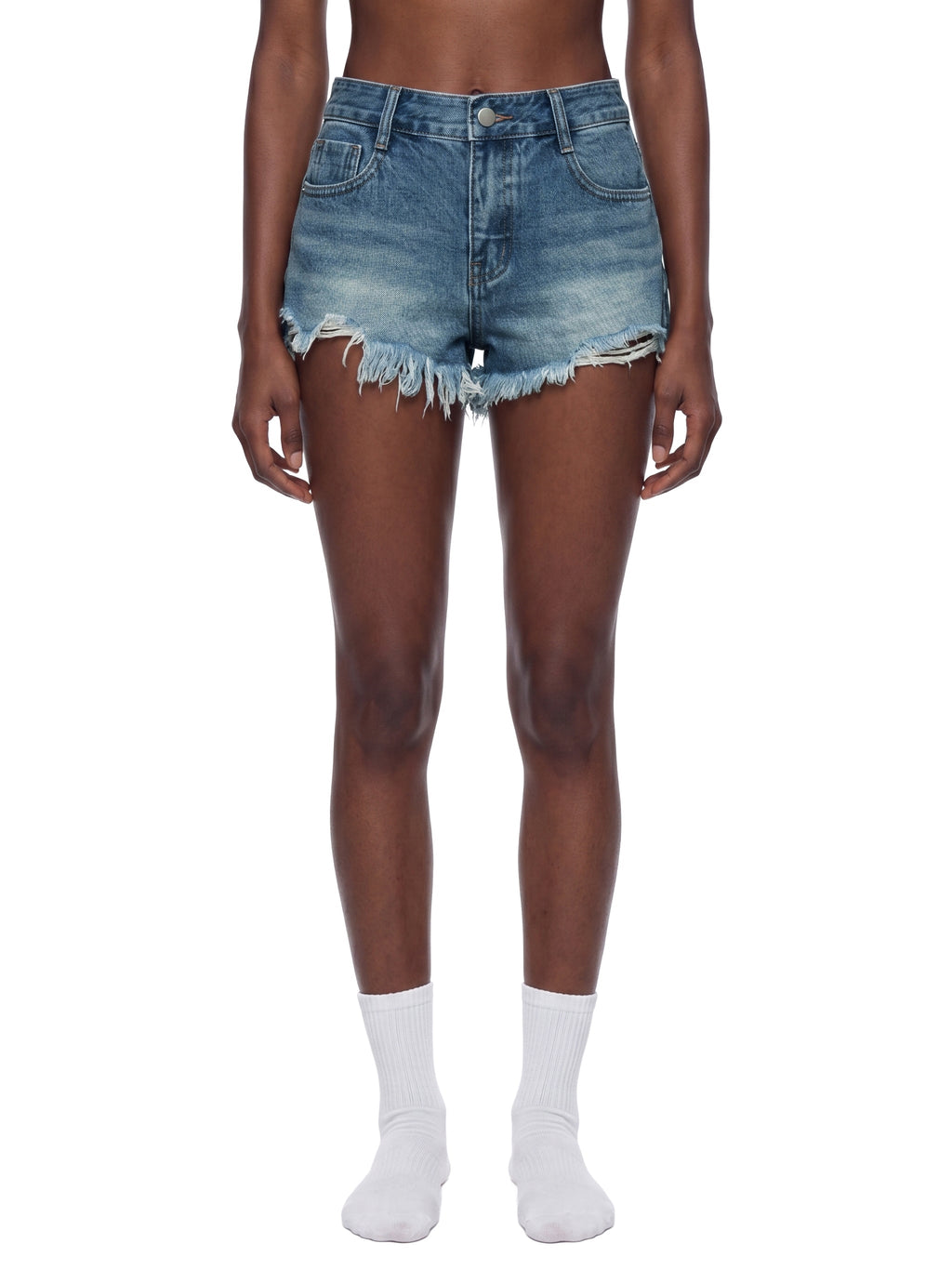 Women’s Vintage Wash Raw Hem Denim Shorts