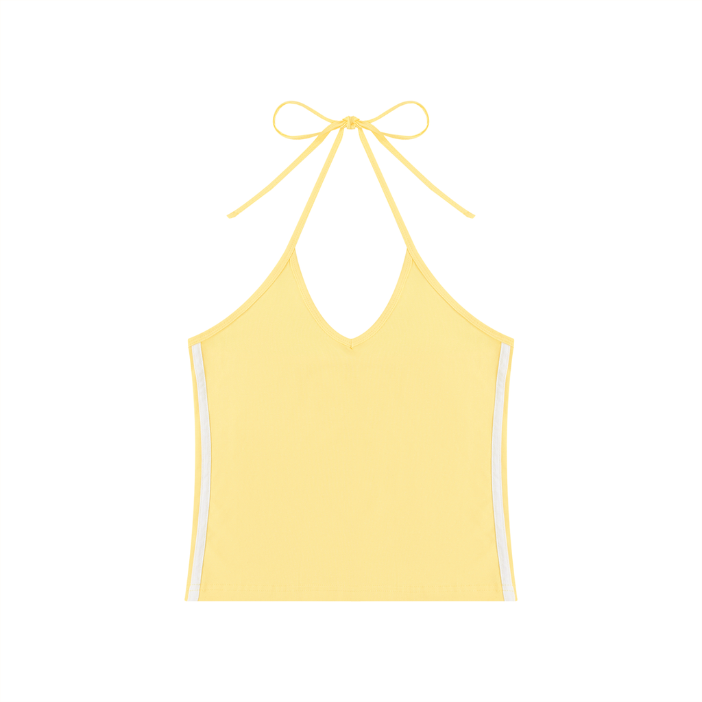 Women's Color Block Halter Crop Tank Top