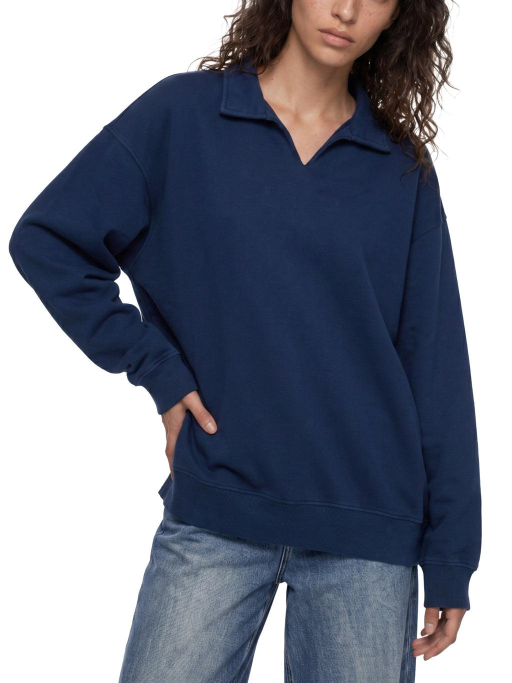 Unisex Vintage Wash Collared Sweatshirt