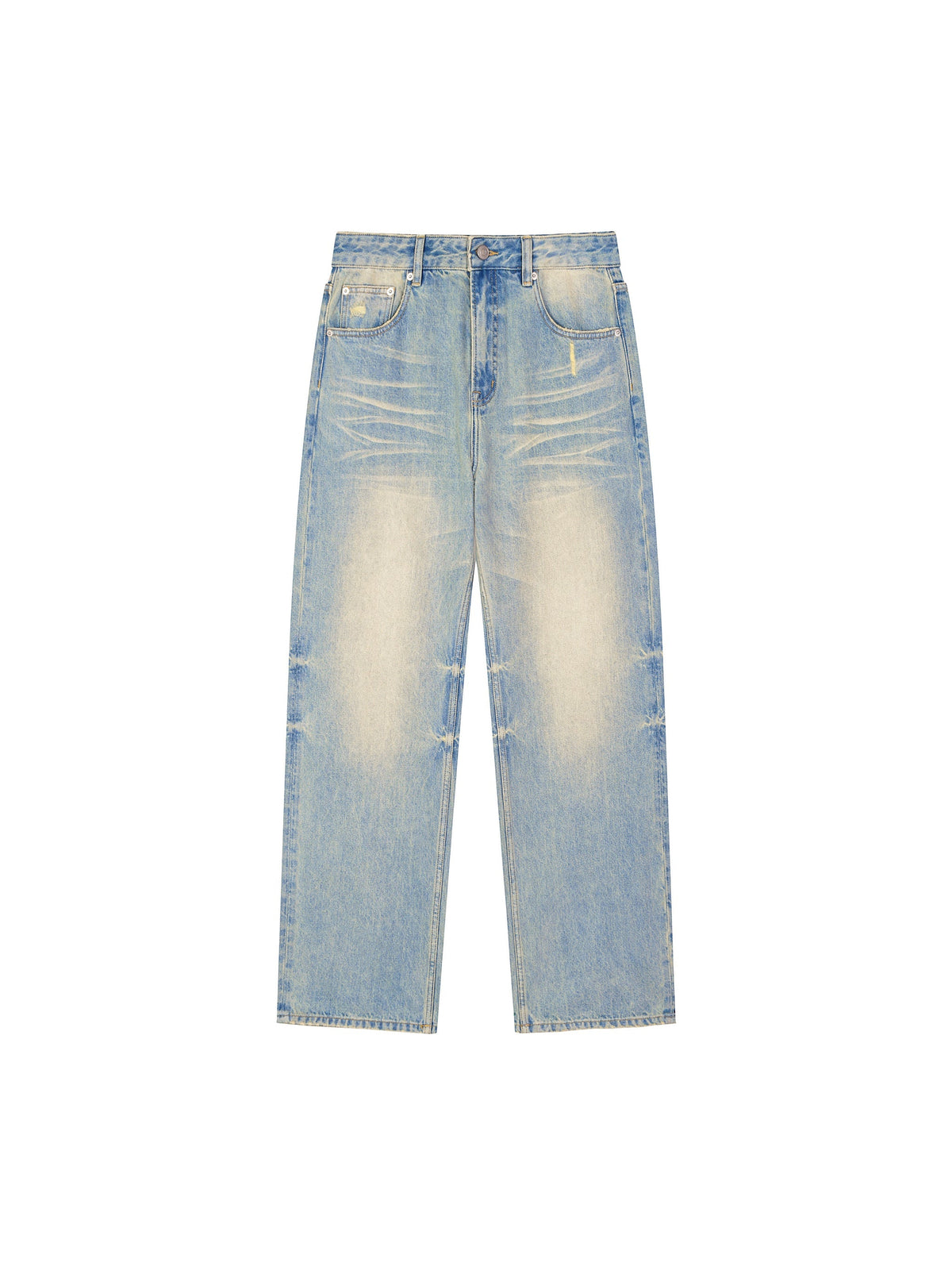 Sun Fade Raw-Hem Denim Jeans