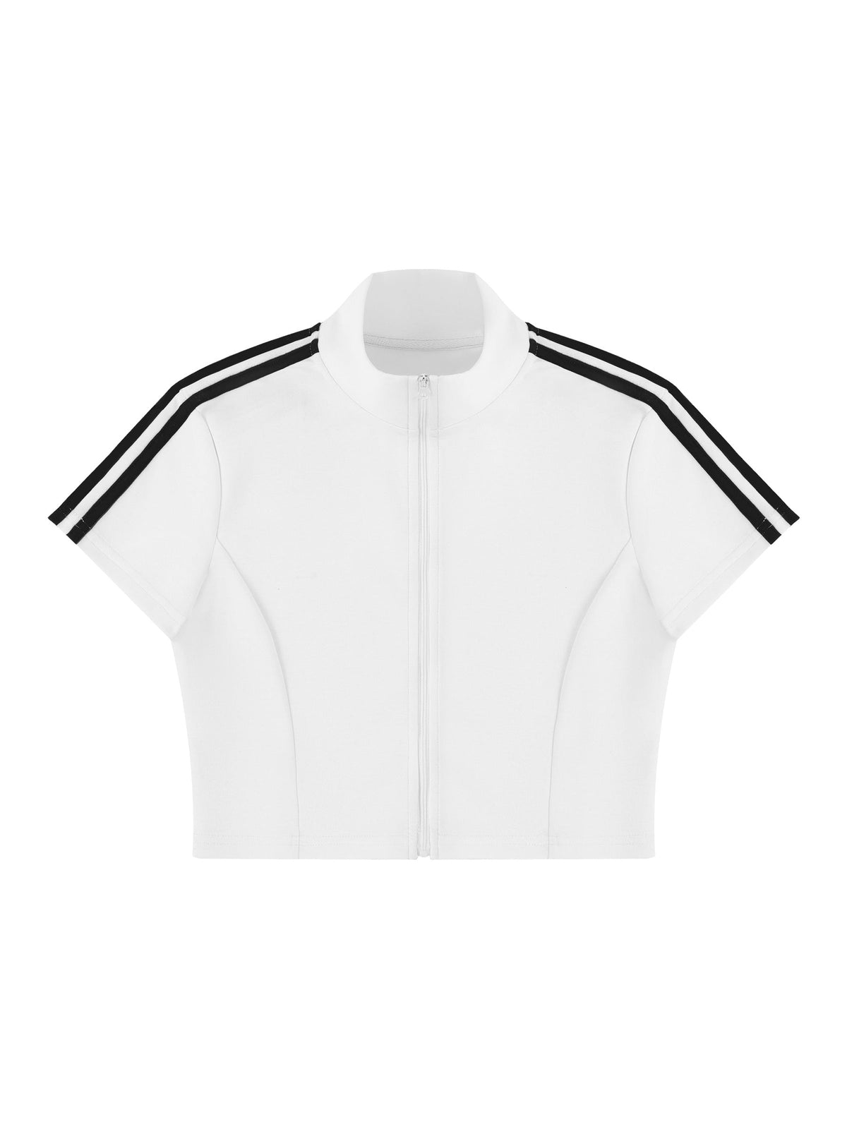 Women's Cropped Full Zip Short Sleeve T-Shirt