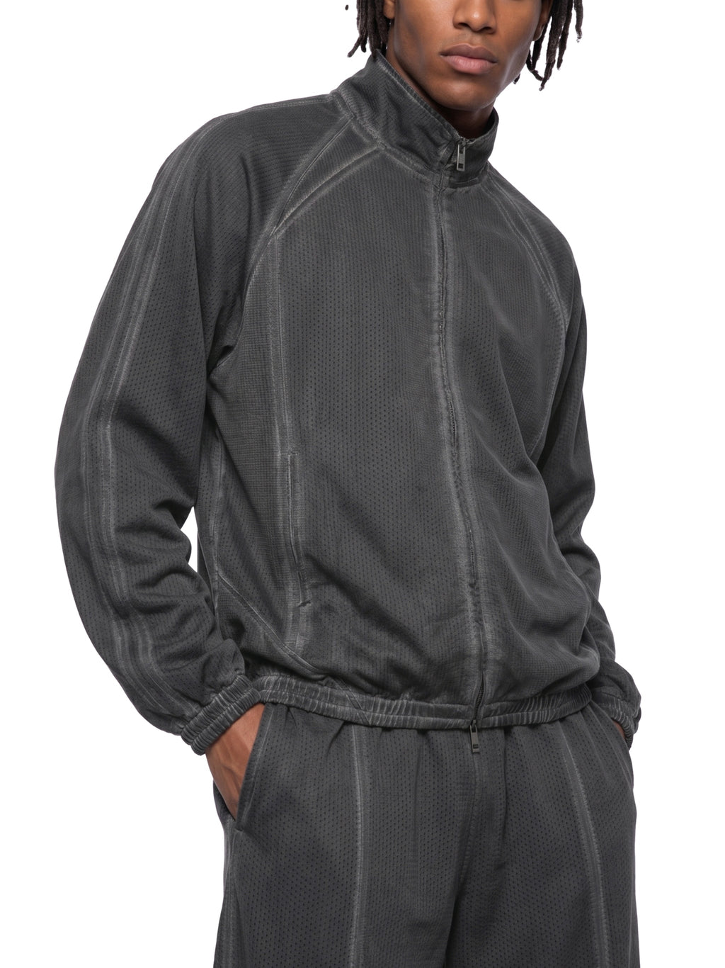 Unisex Vintage Wash Full Zip Mesh Jacket