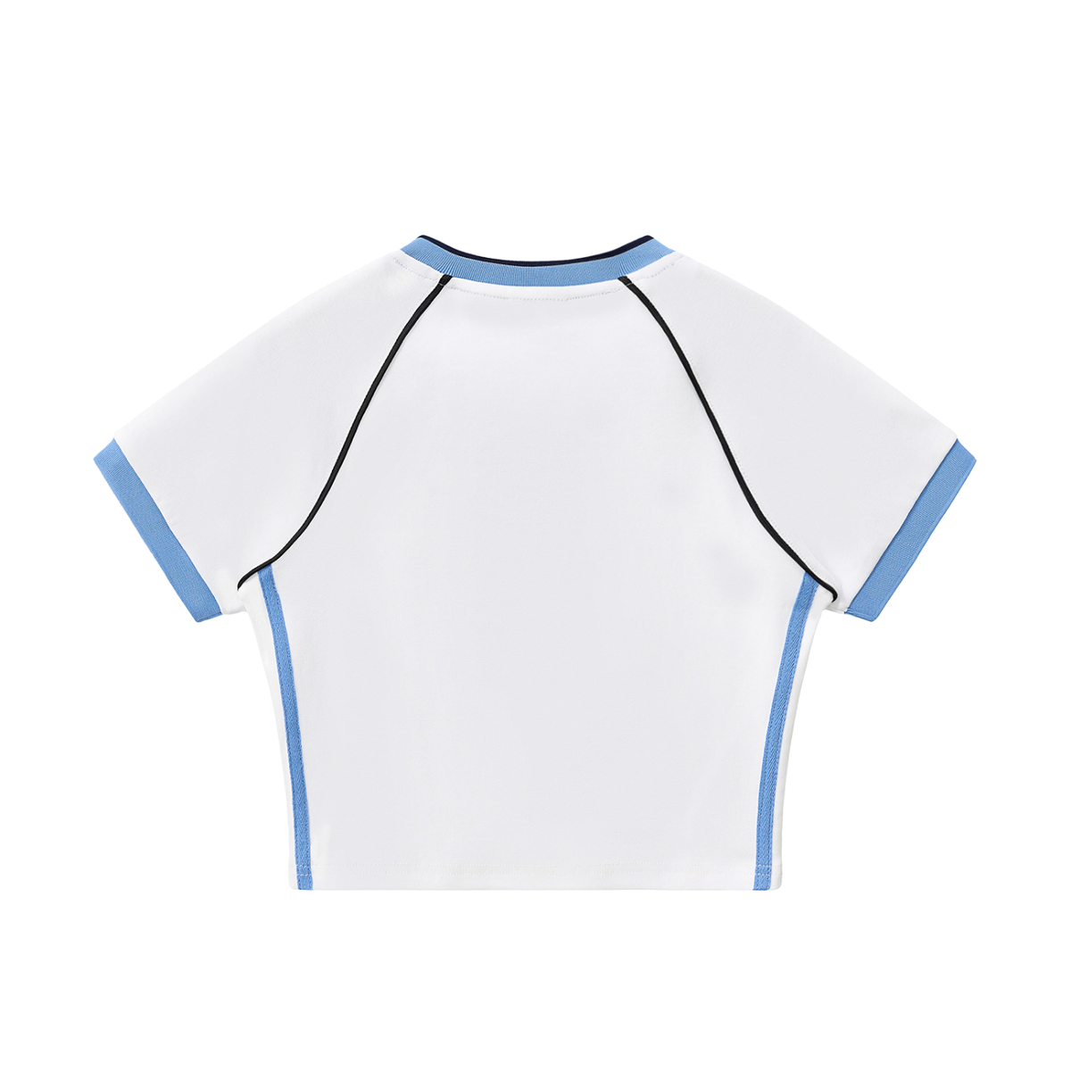 Contrast Trim V-Neck Crop T-Shirt
