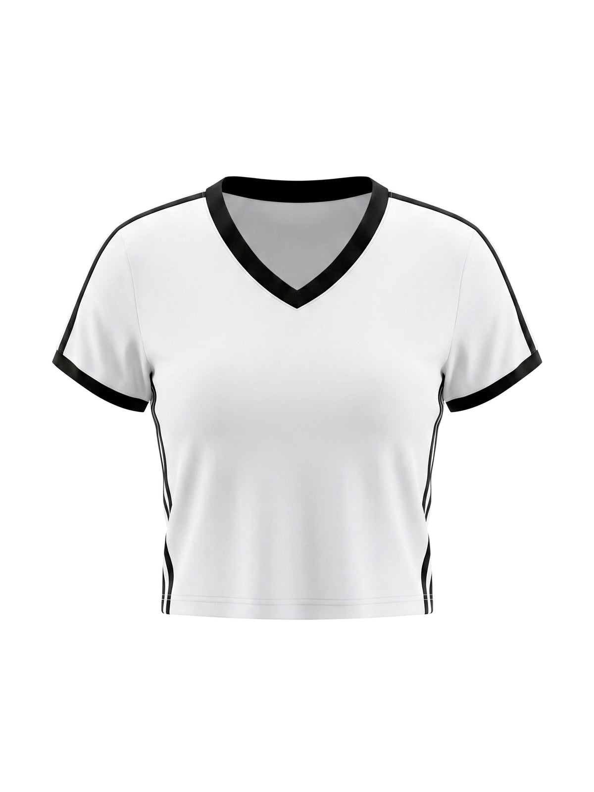 Women's Retro Binding V-Neck Crop T-Shirt