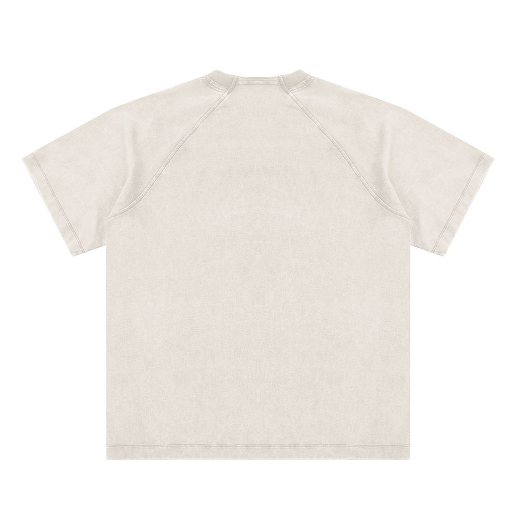 Grey White Unisex vintage-washed raglan cotton T-shirt alternate view