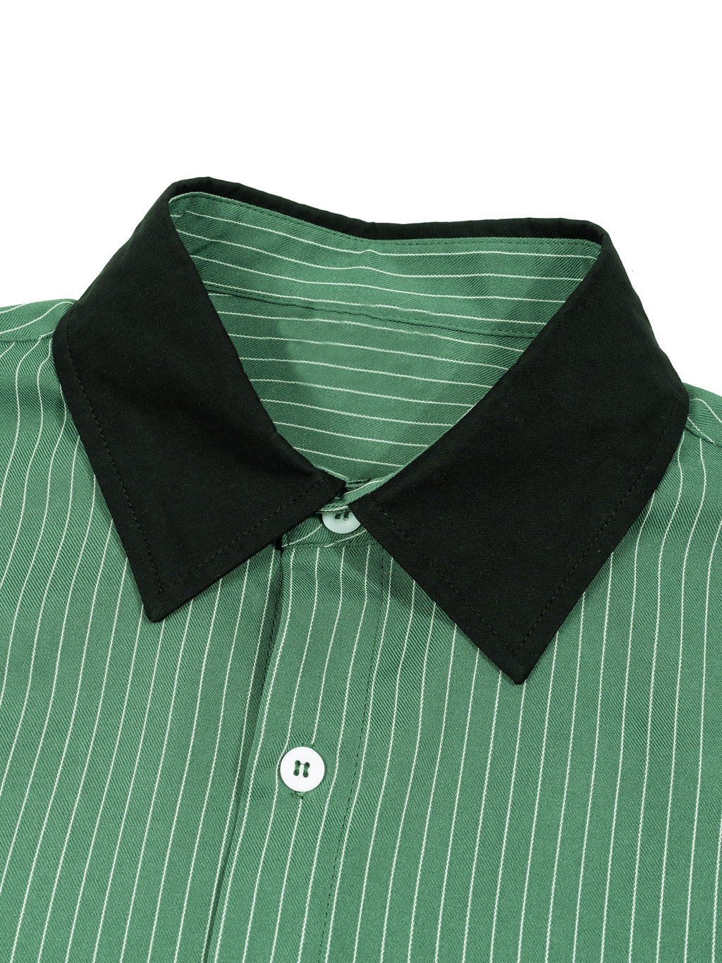 Unisex Striped Boxy Contrast Collar Shirt