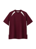 Wine Red Unisex Contrast Panel Performance T-Shirt front view