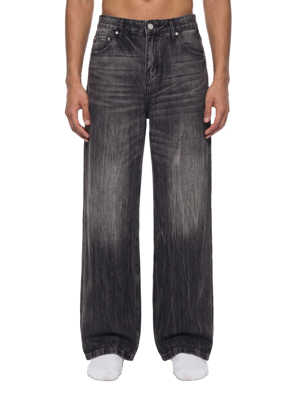 Men’s Vintage Wash Wide Leg Jeans