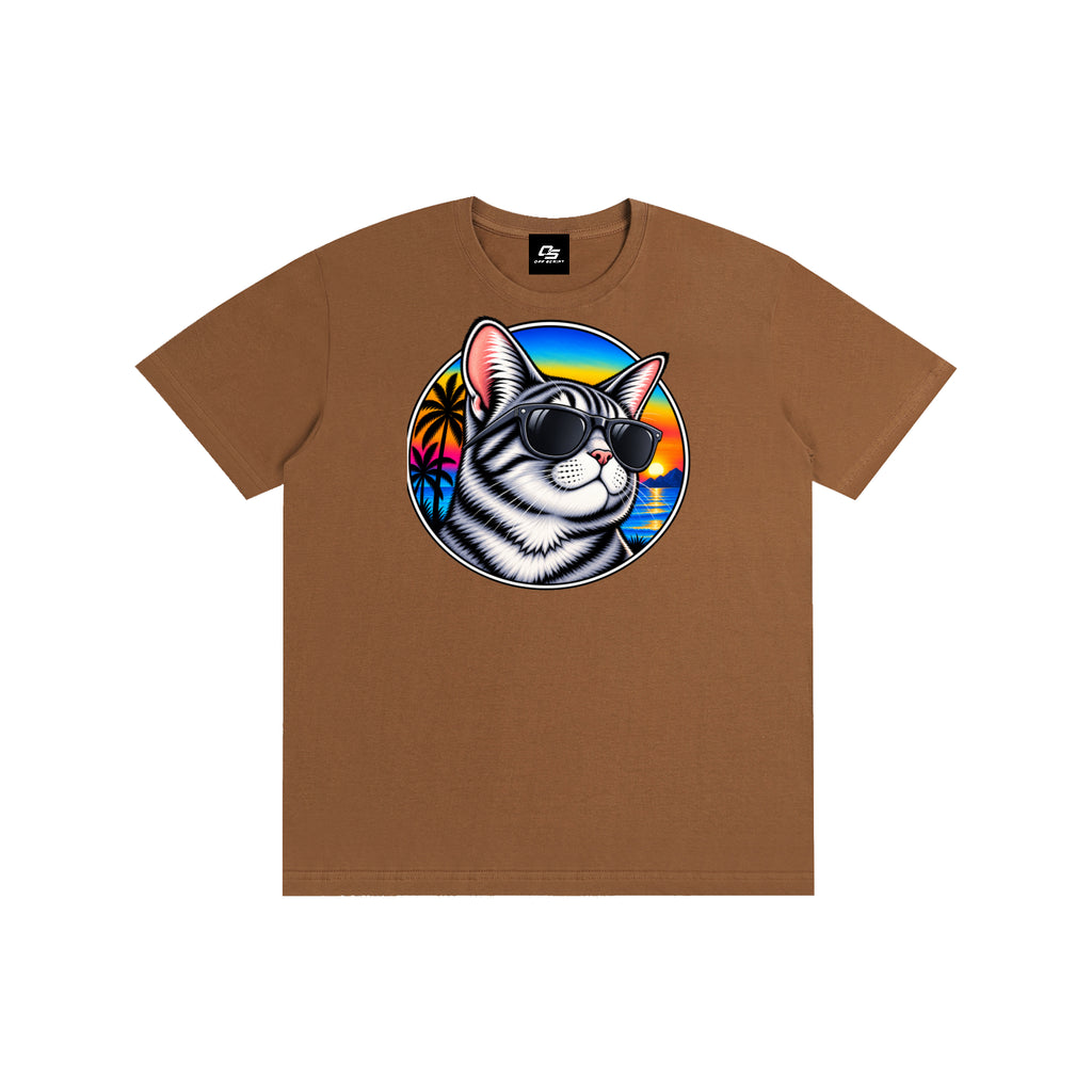 Cool Cat Sunset Pure Cotton Unisex T-Shirt
